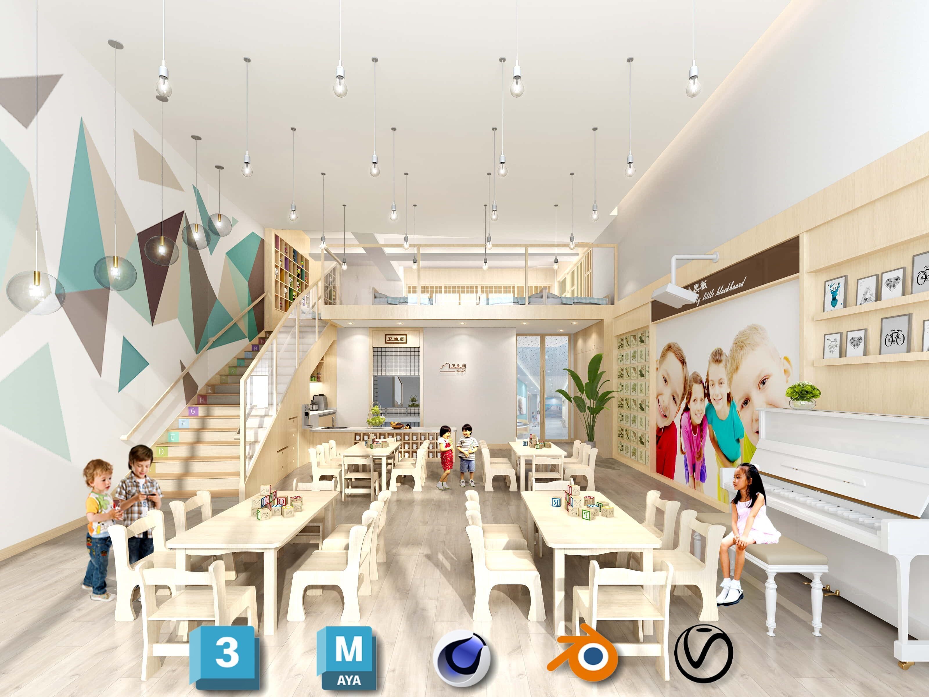 3D Kids Environment Collection - KINDERGARTEN - Classrooms Low-poly 3D model_18