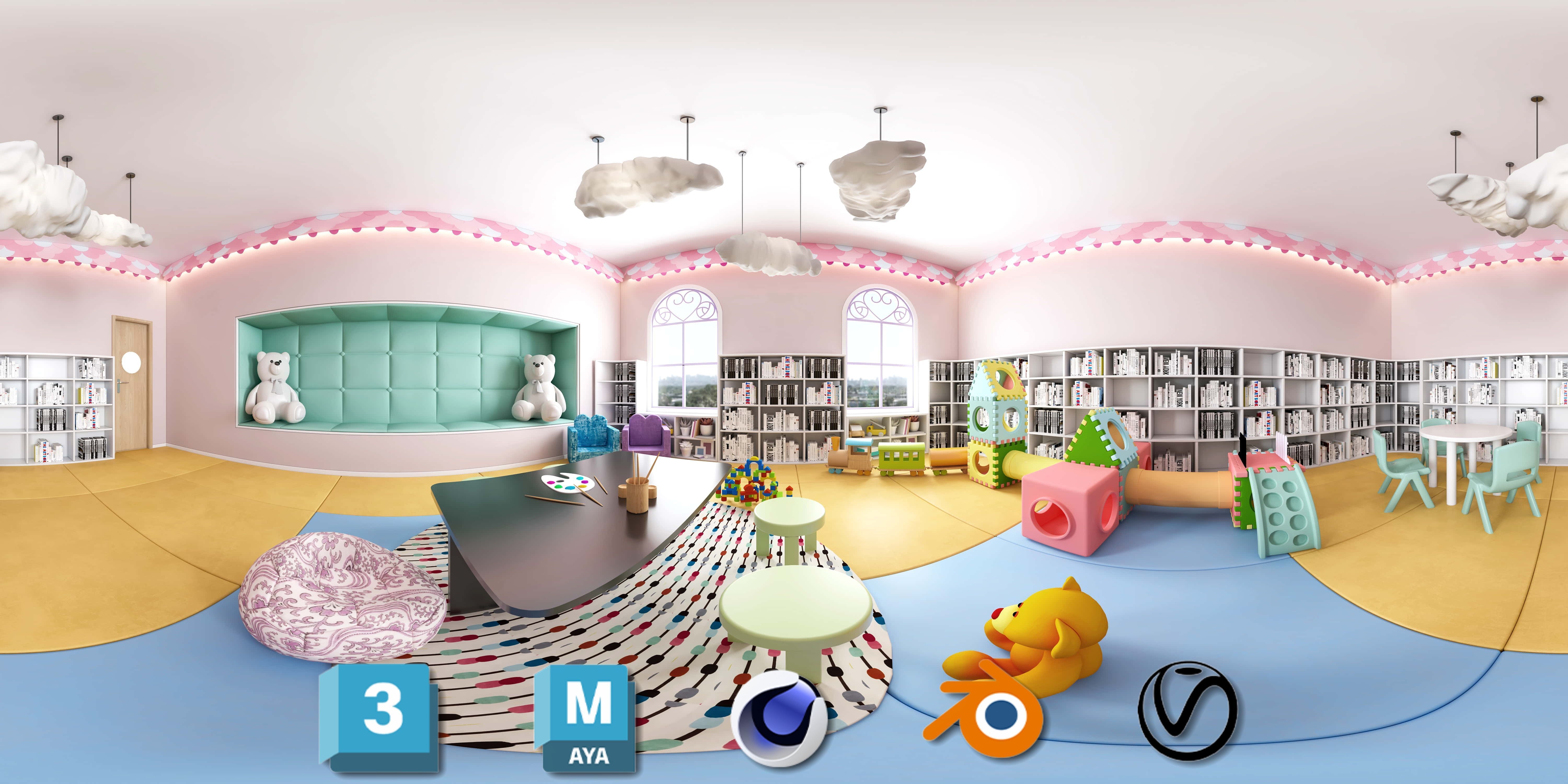 3D Kids Environment Collection - KINDERGARTEN - Classrooms Low-poly 3D model_34