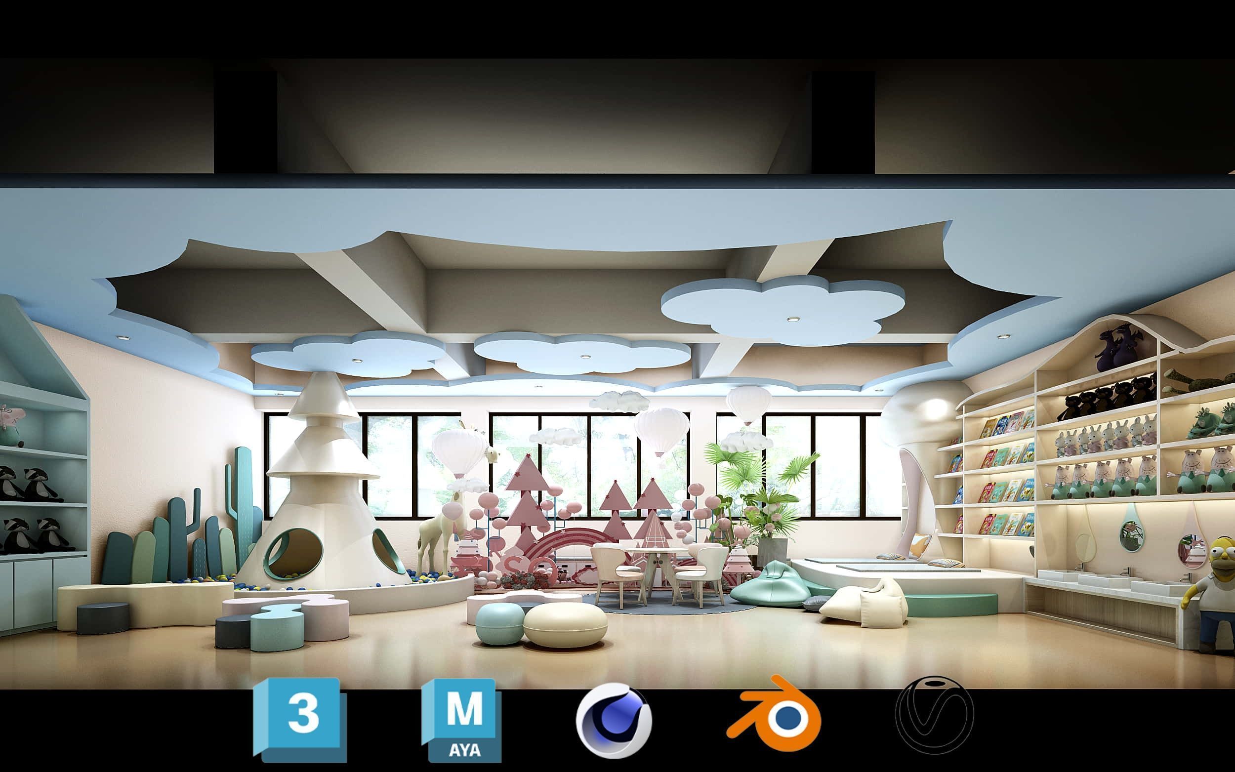 3D Kids Environment Collection - KINDERGARTEN - Classrooms Low-poly 3D model_31