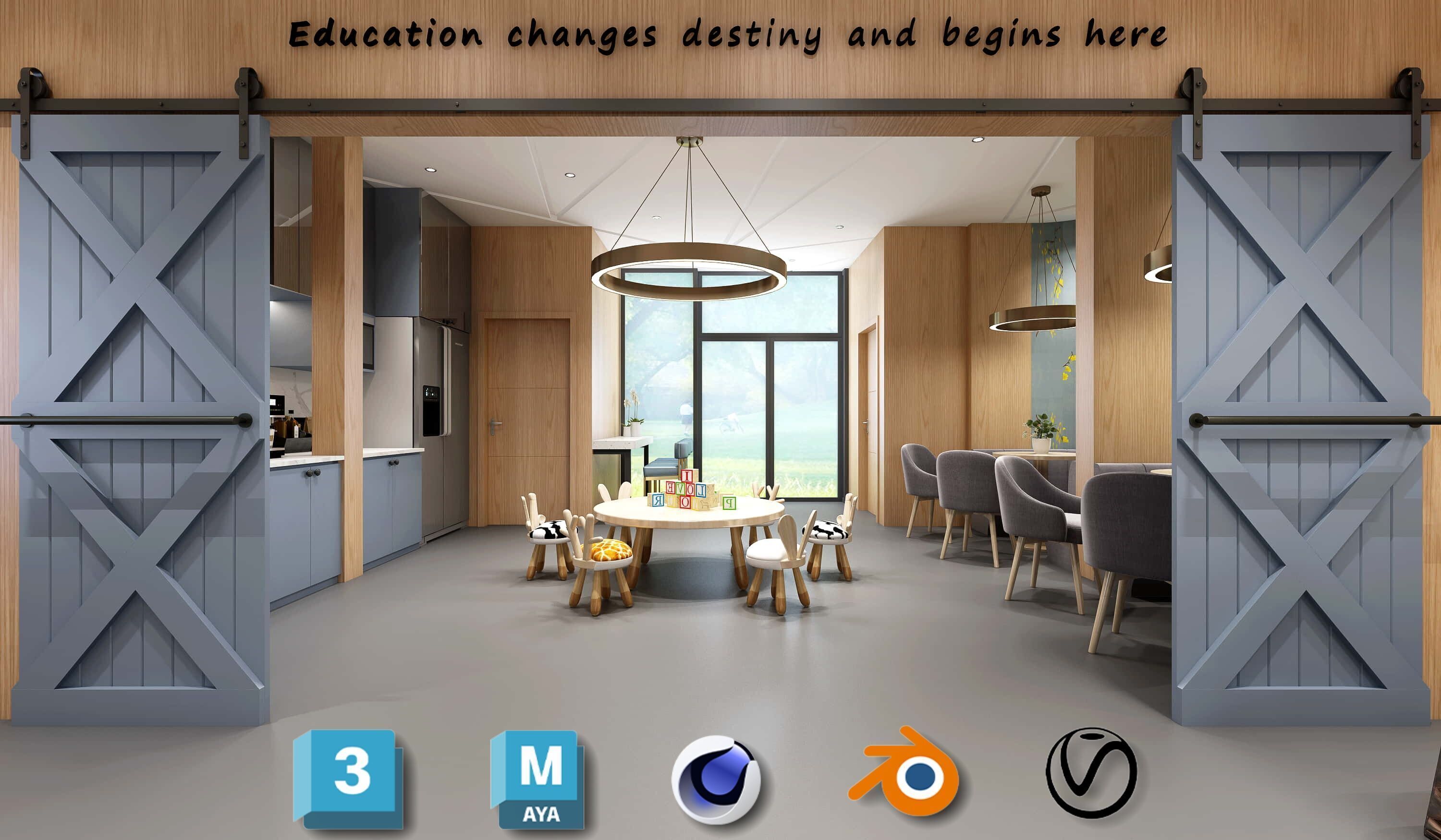 3D Kids Environment Collection - KINDERGARTEN - Classrooms Low-poly 3D model_23