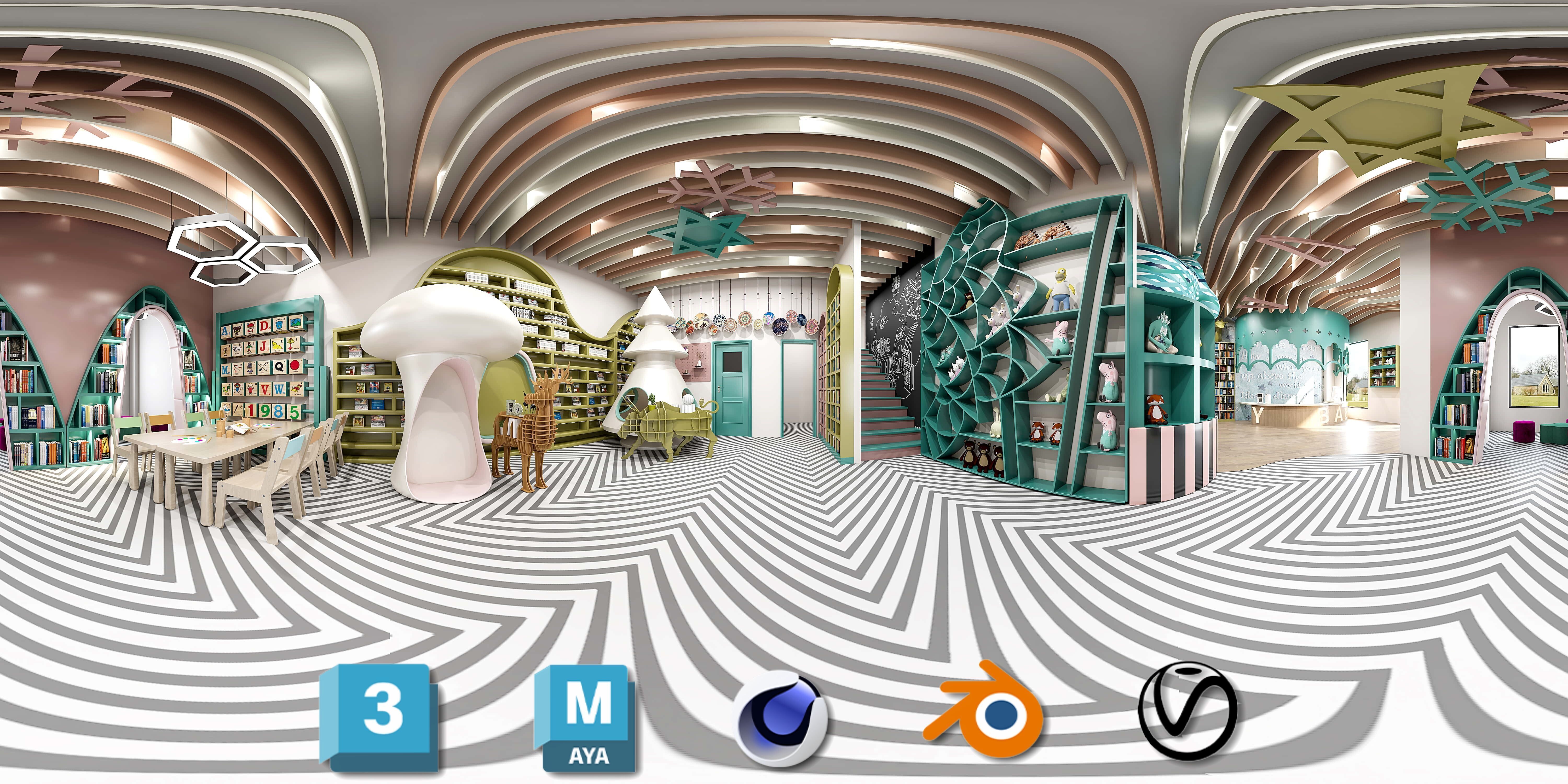 3D Kids Environment Collection - KINDERGARTEN - Classrooms Low-poly 3D model_33