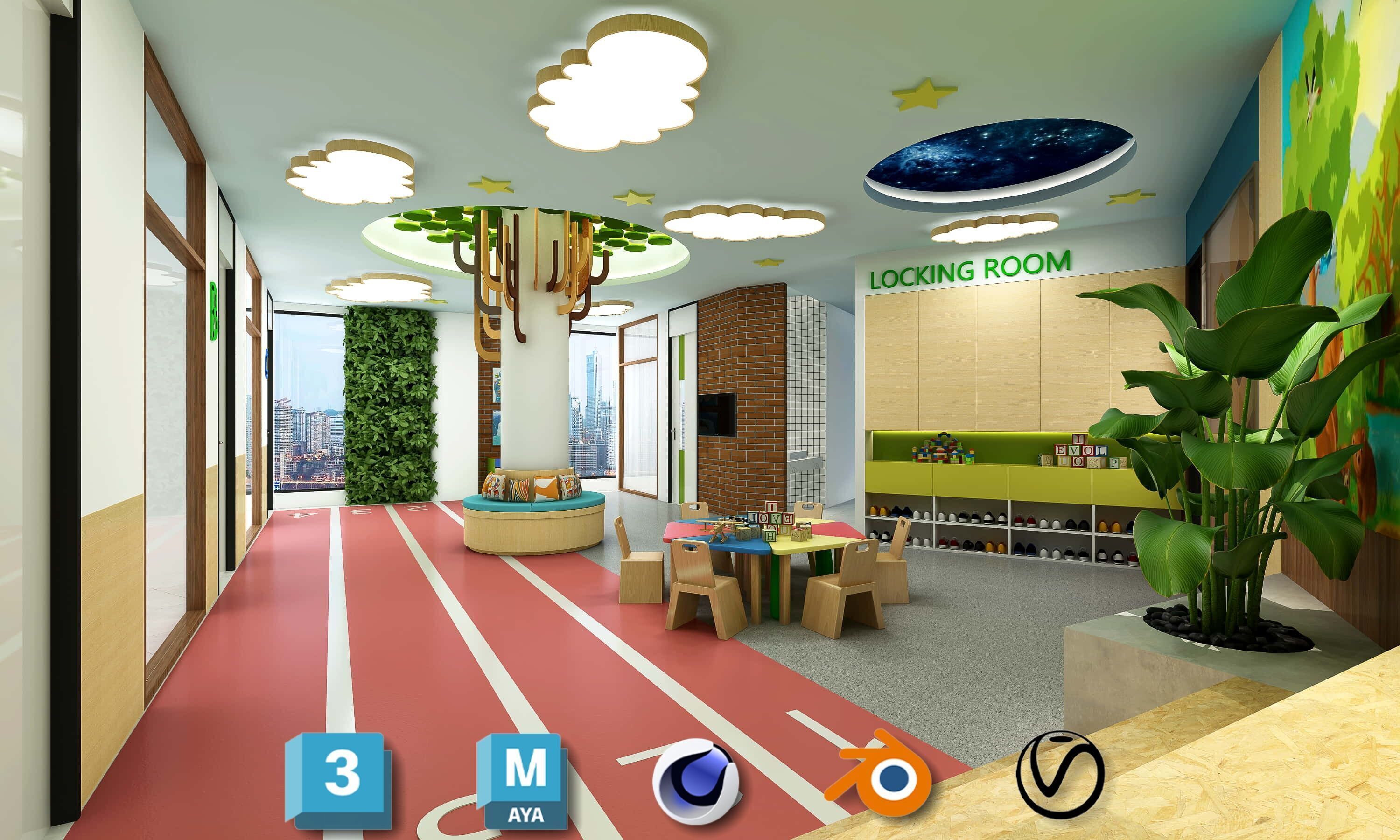 3D Kids Environment Collection - KINDERGARTEN - Classrooms Low-poly 3D model_24