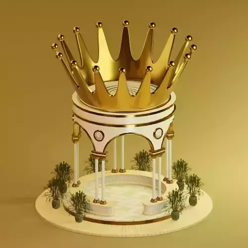 Golden Crown Pavilion  Stylized Low Poly Fantasy Architecture