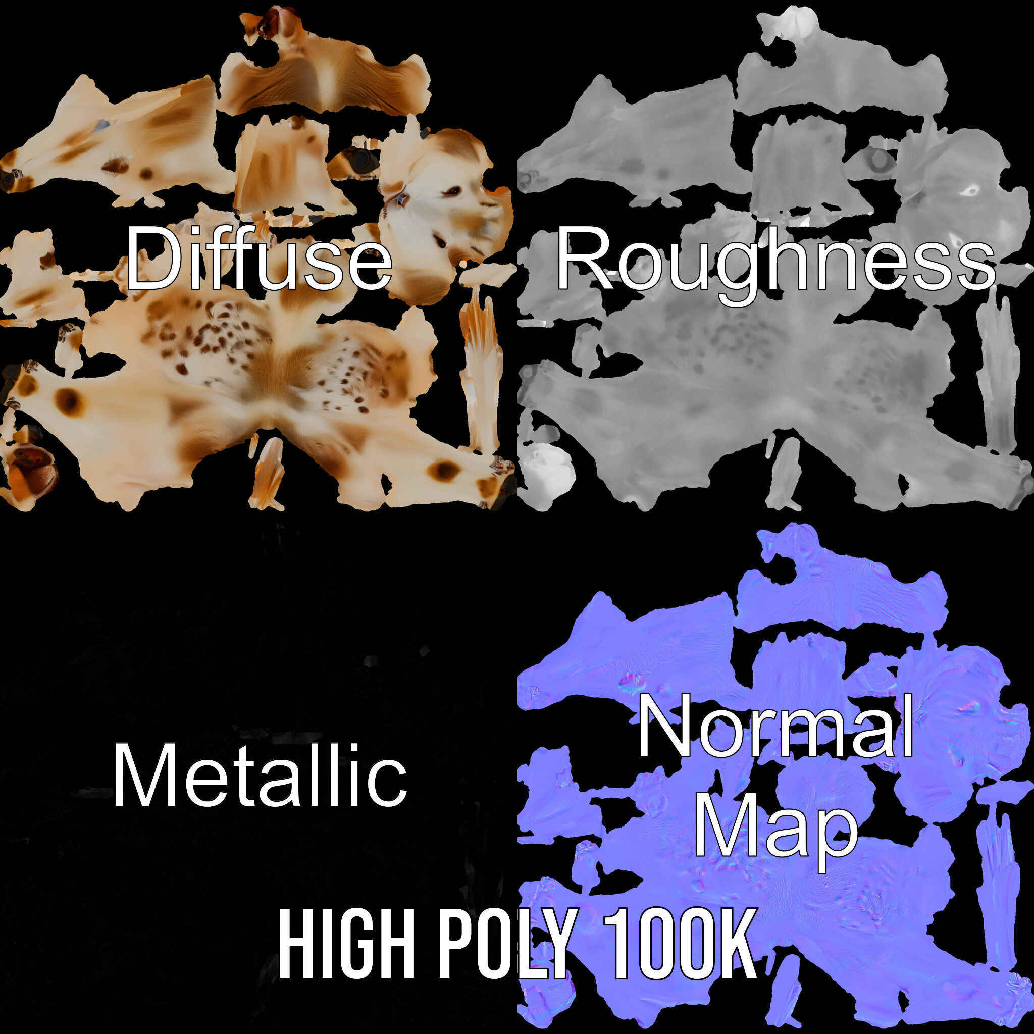 Realistic Cow Model Pack for Animation and Games Low-poly 3D model_4