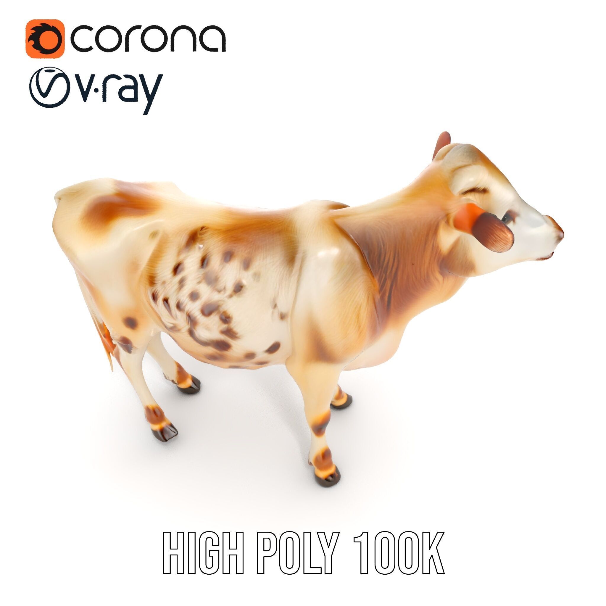Realistic Cow Model Pack for Animation and Games Low-poly 3D model_13