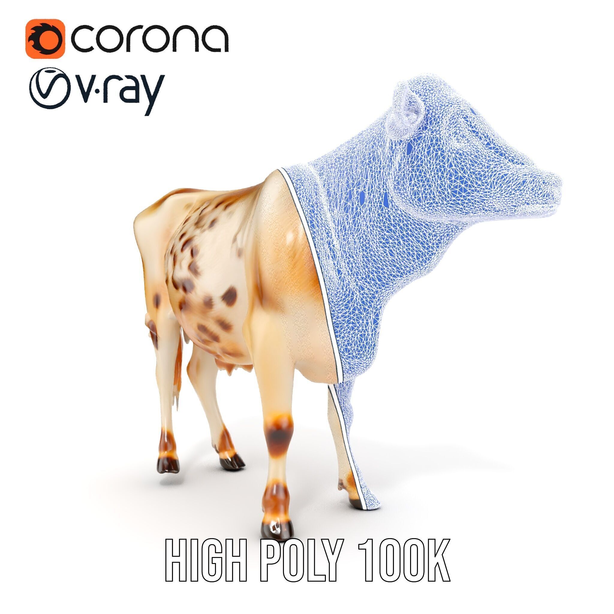 Realistic Cow Model Pack for Animation and Games Low-poly 3D model_33