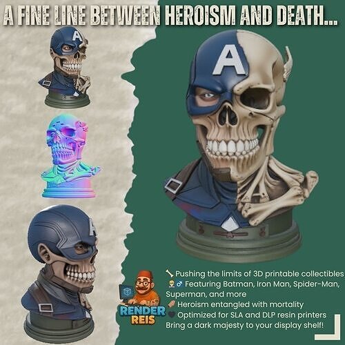 Captain America Zombie Bust 3D print model