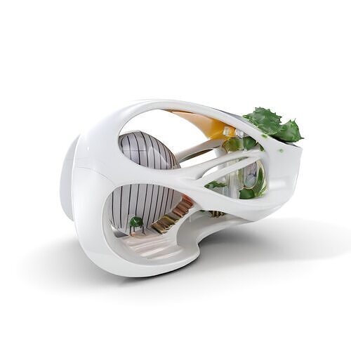 Futuristic Architectural Model Pack with Organic Design Low-poly 3D model