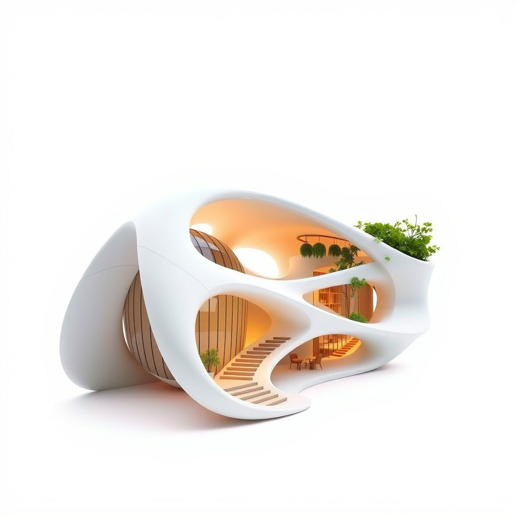 Futuristic Architectural Model Pack with Organic Design Low-poly 3D model_2