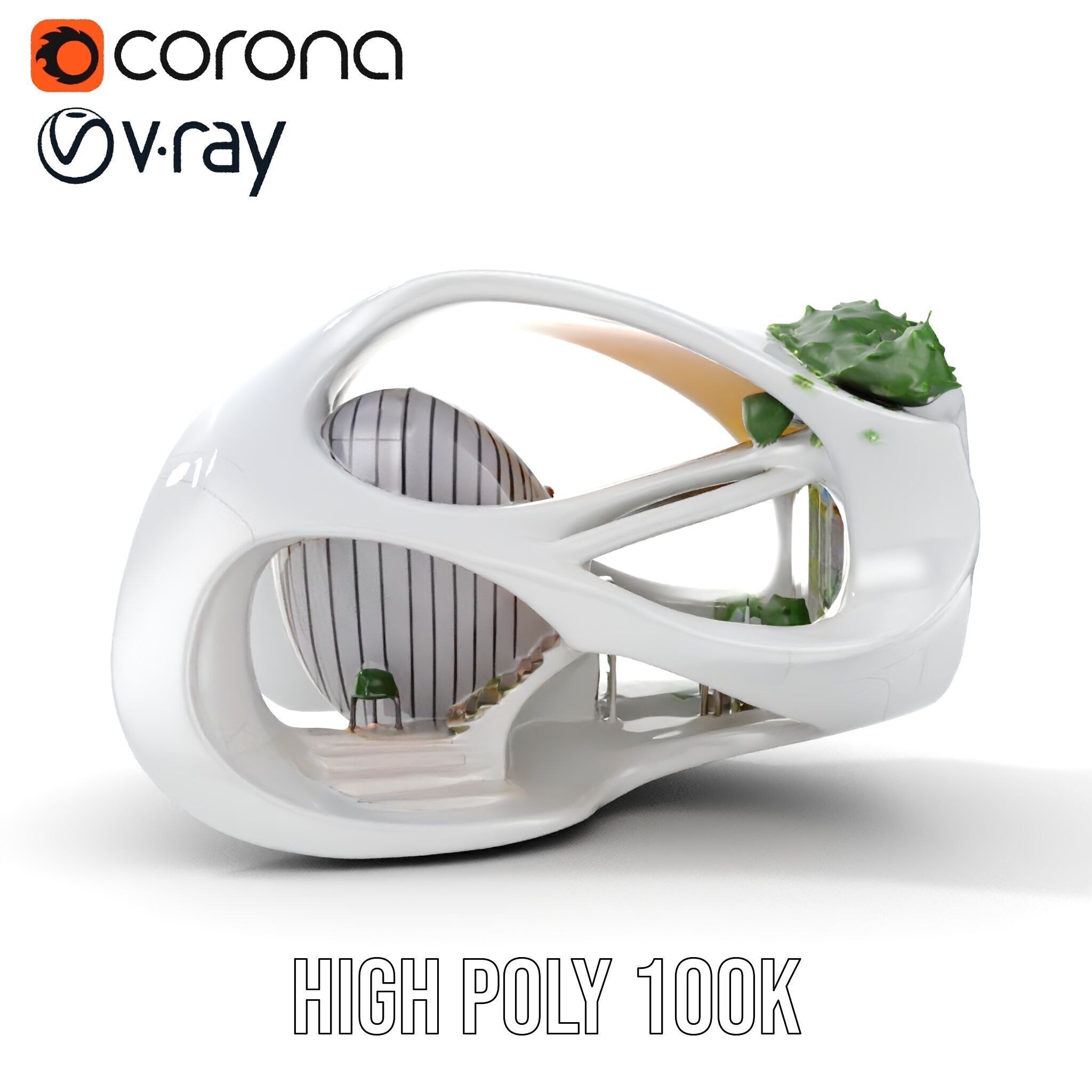 Futuristic Architectural Model Pack with Organic Design Low-poly 3D model_36