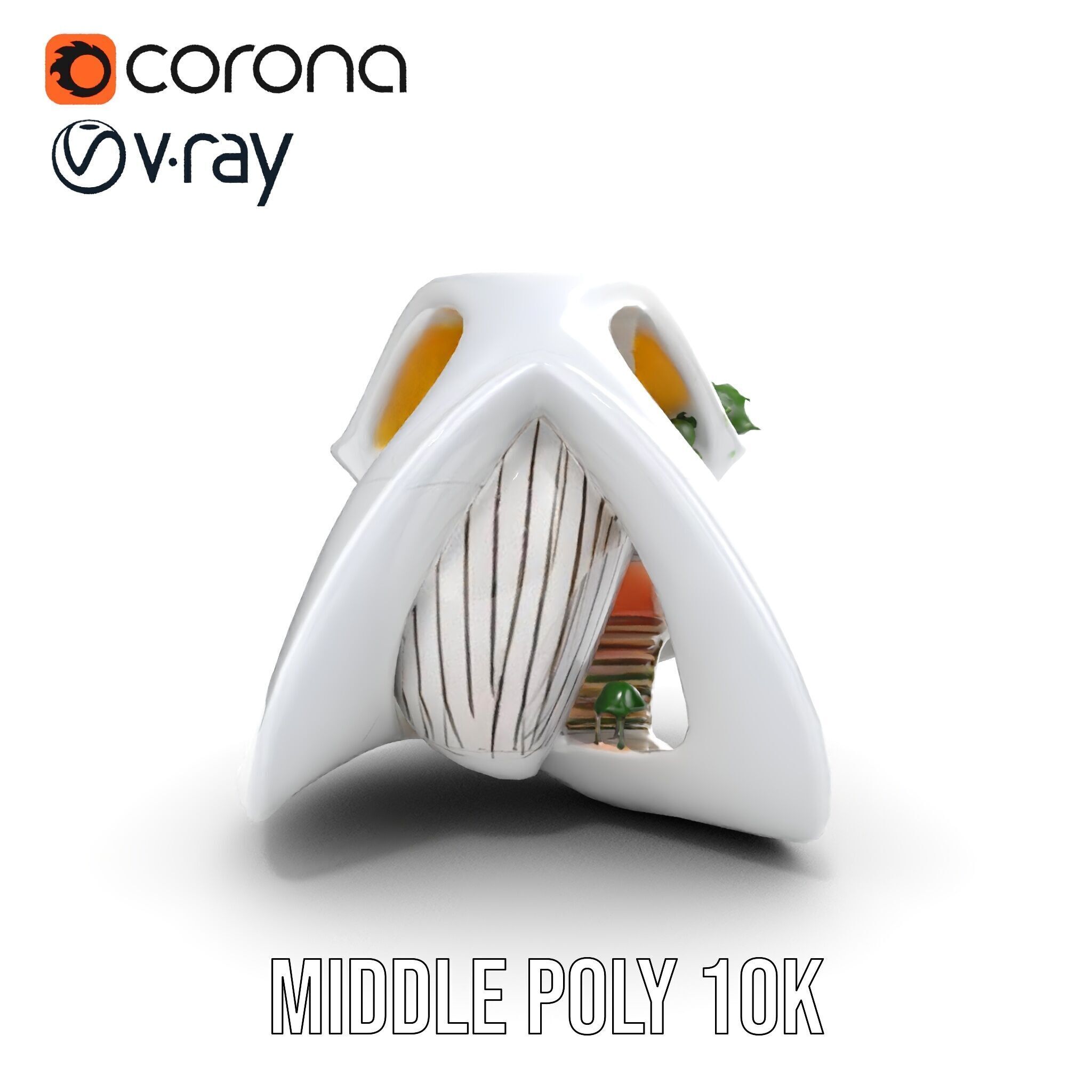 Futuristic Architectural Model Pack with Organic Design Low-poly 3D model_15