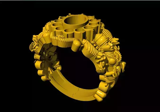 Laxmi Devi Oval stone murti ring 3D model