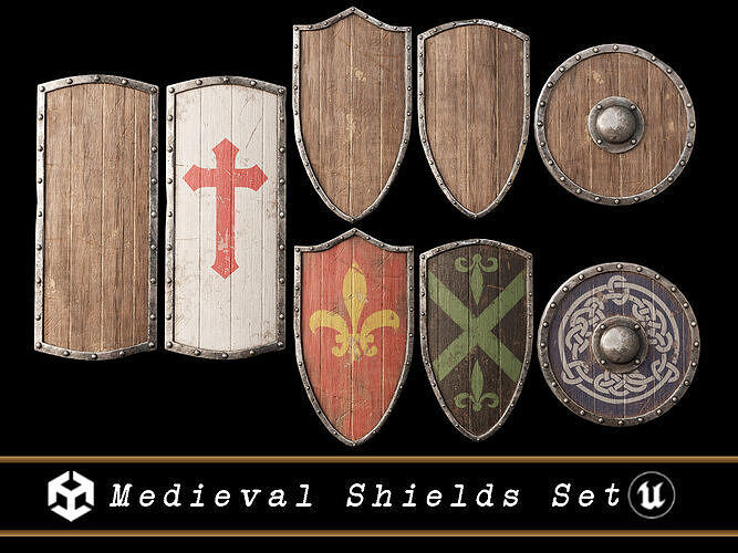 Medieval Shields Set  Low-poly 3D model