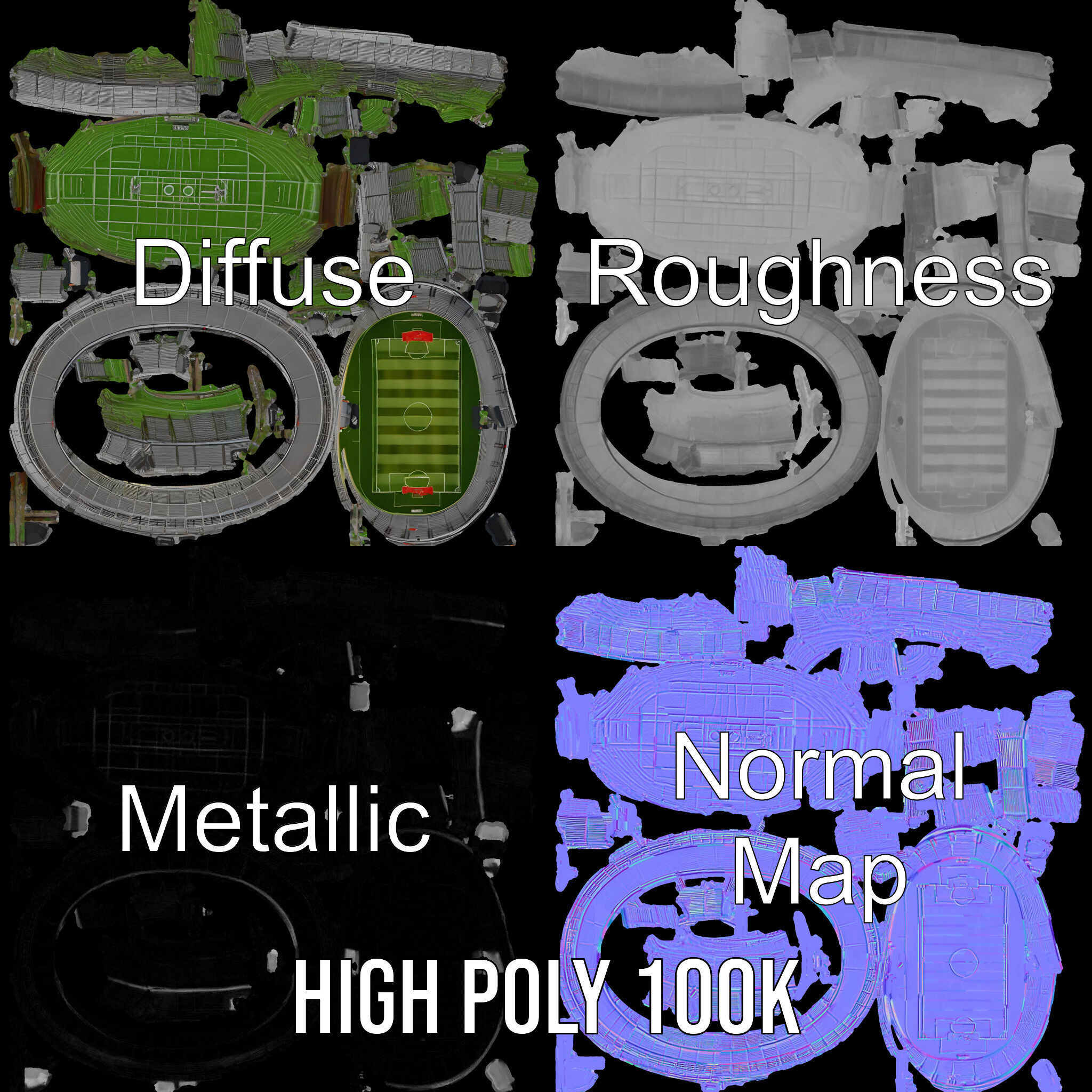 Football Stadium Arena D Model Pack Low-poly 3D model_3