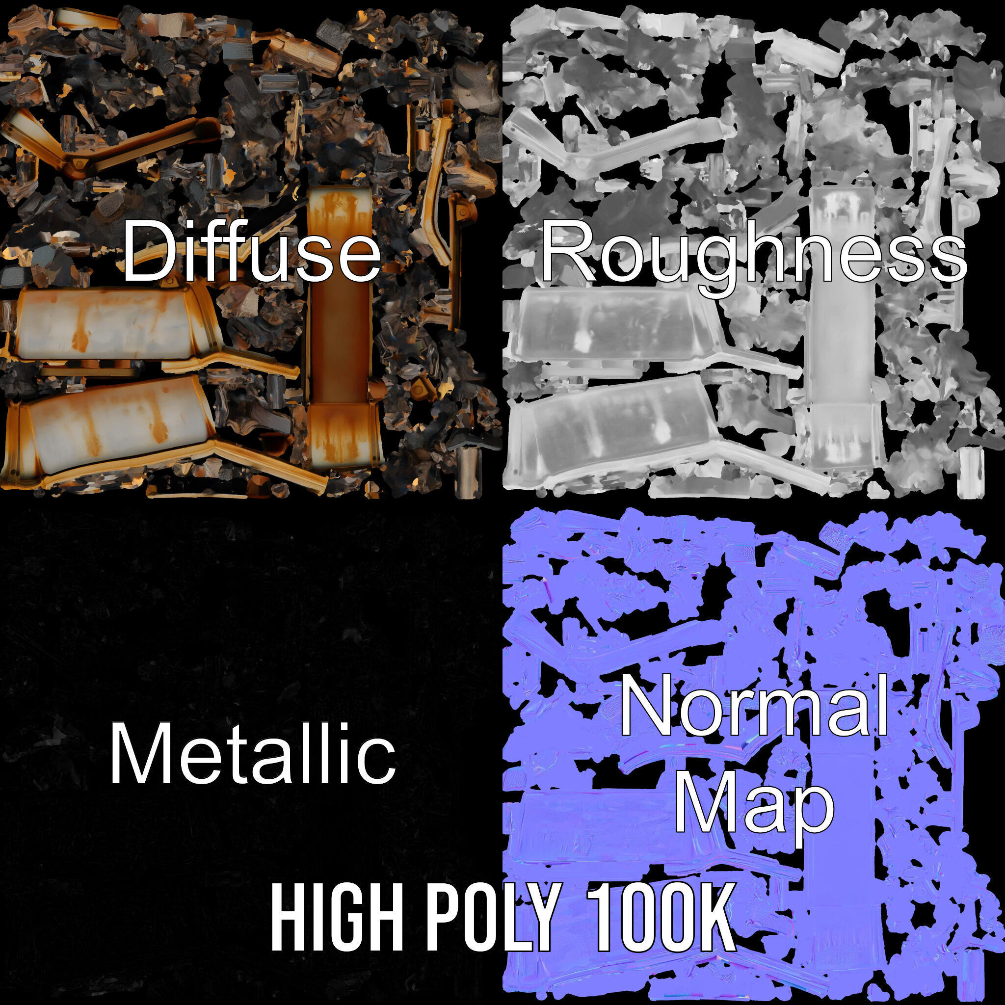 Construction Debris Container Model Pack Low-poly 3D model_4