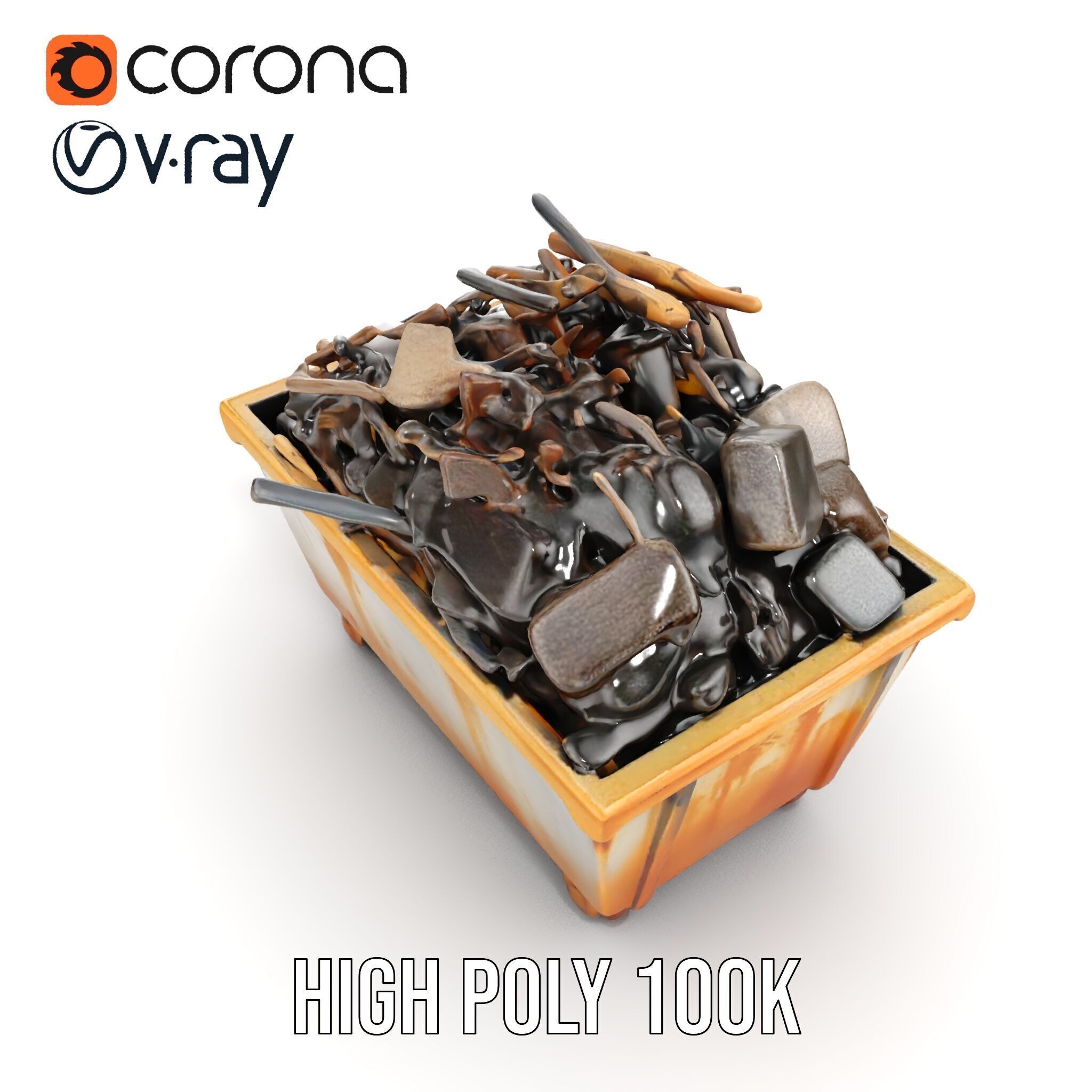 Construction Debris Container Model Pack Low-poly 3D model_37