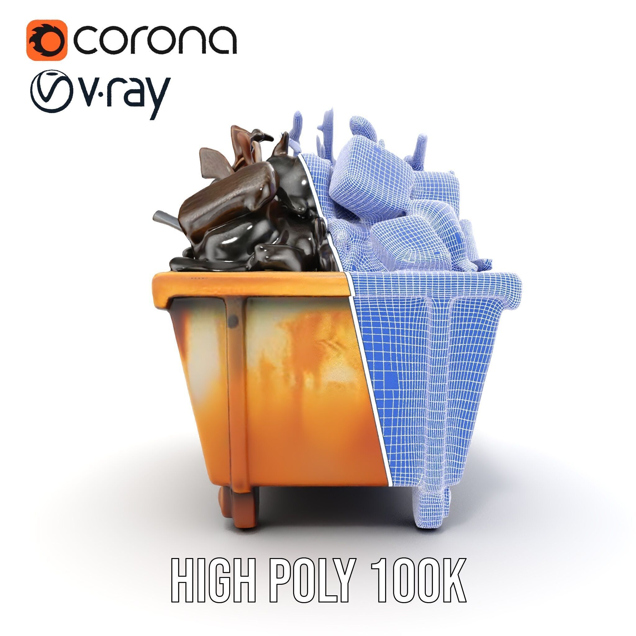 Construction Debris Container Model Pack Low-poly 3D model_39