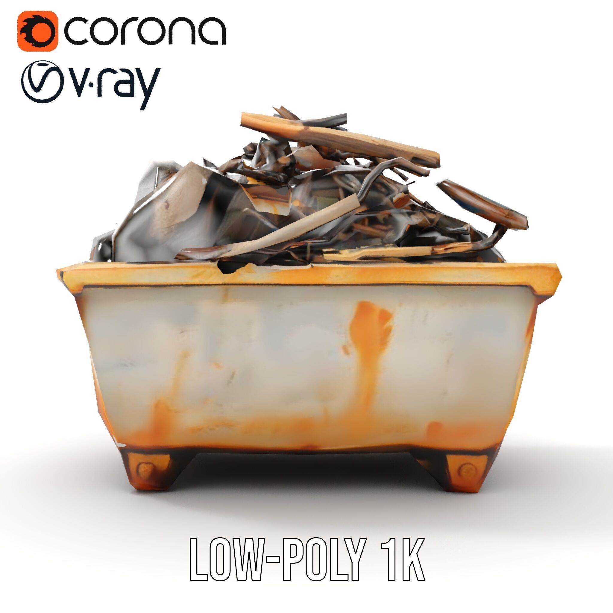 Construction Debris Container Model Pack Low-poly 3D model_11