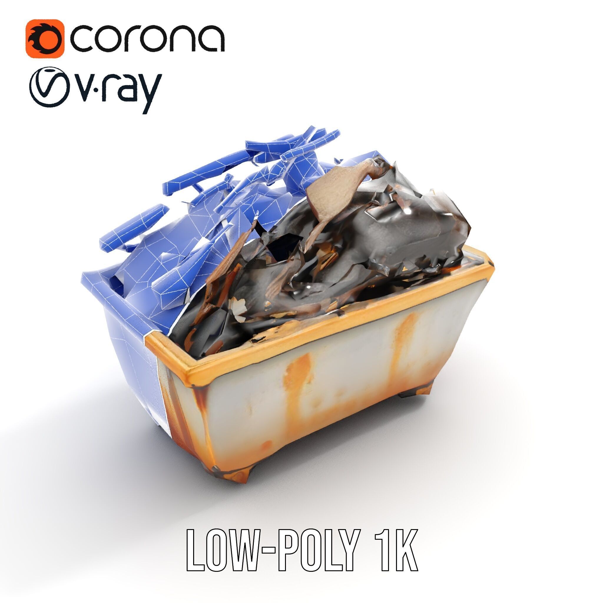 Construction Debris Container Model Pack Low-poly 3D model_24