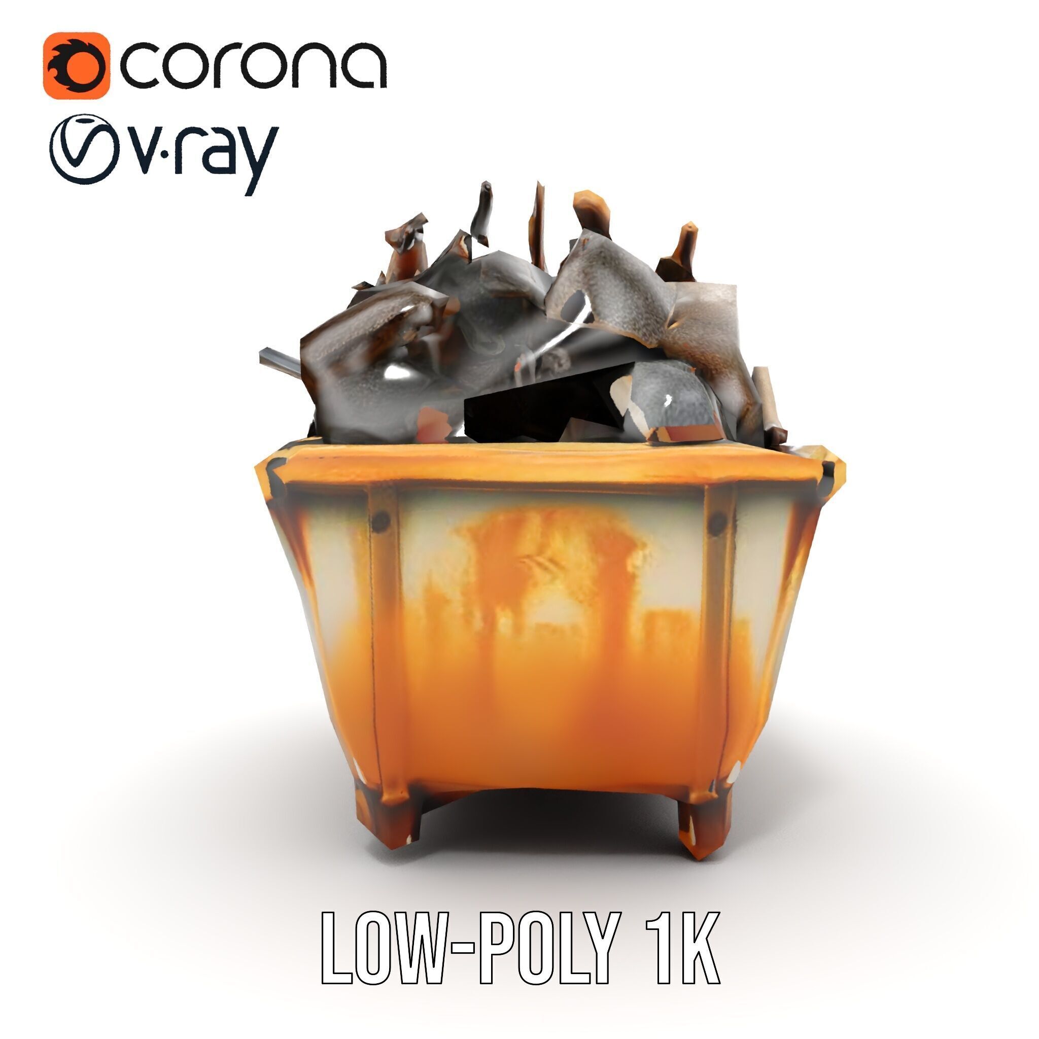 Construction Debris Container Model Pack Low-poly 3D model_8