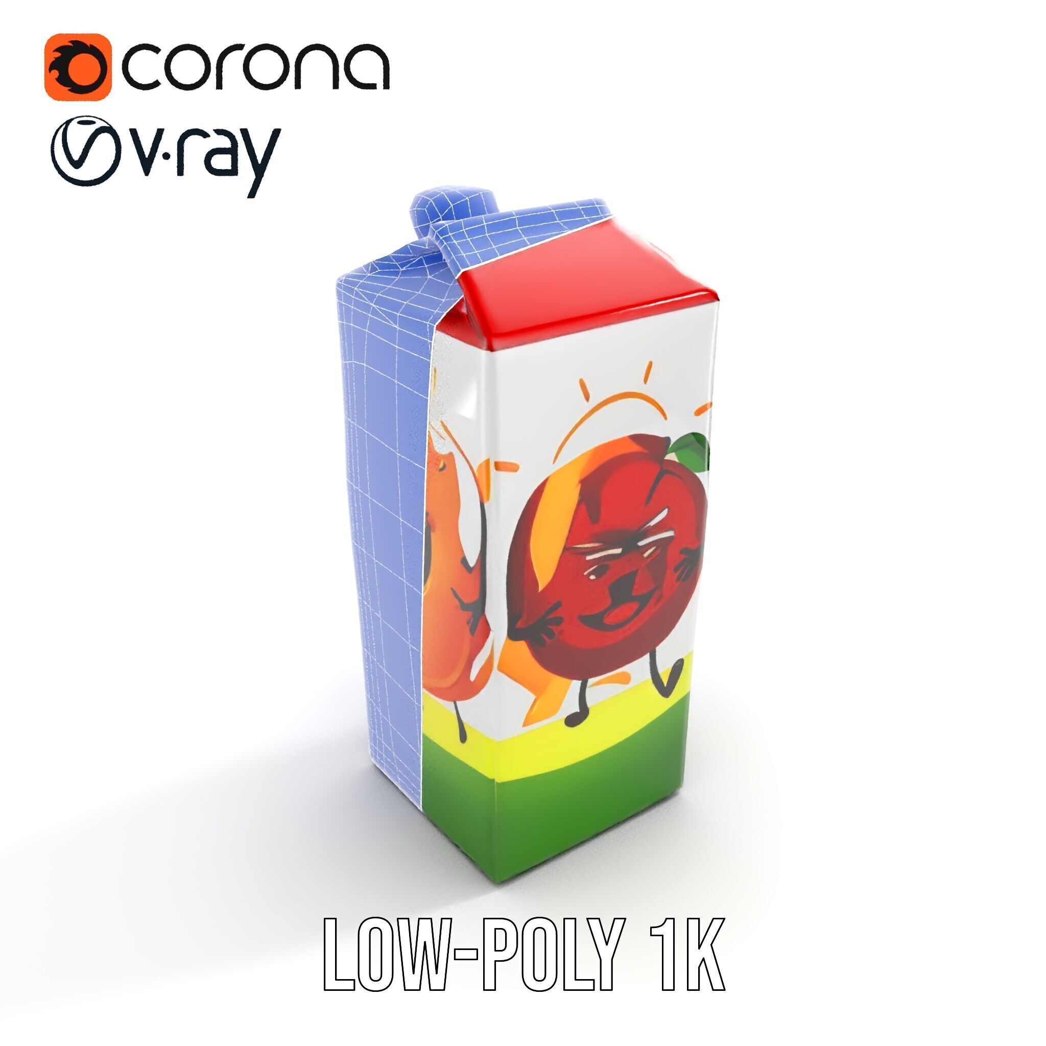 Juice Carton Character Model Pack Low-poly 3D model_24