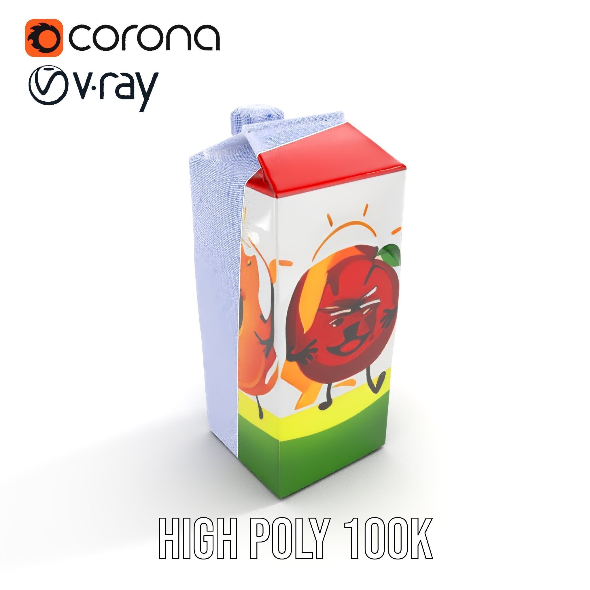 Juice Carton Character Model Pack Low-poly 3D model_28