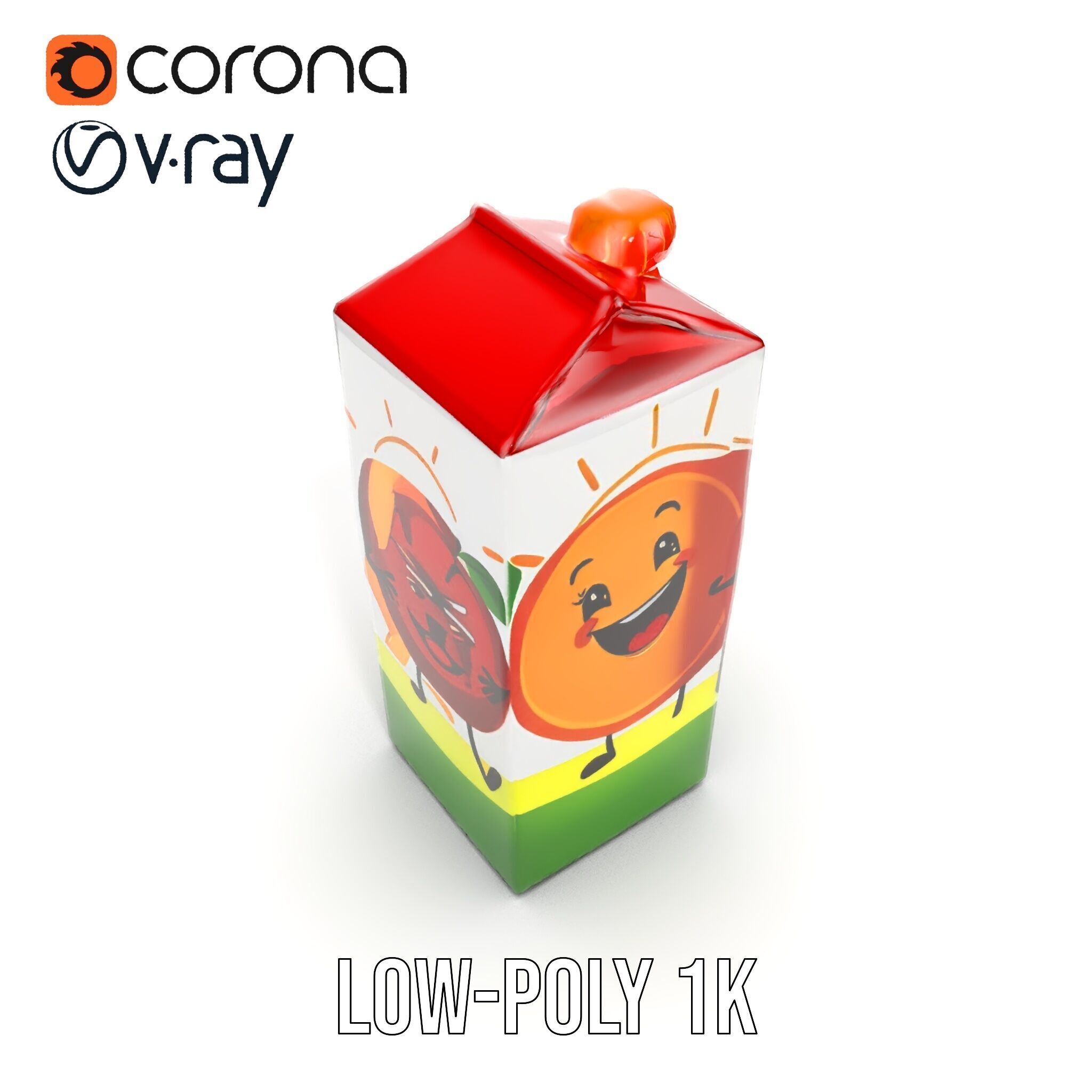 Juice Carton Character Model Pack Low-poly 3D model_11