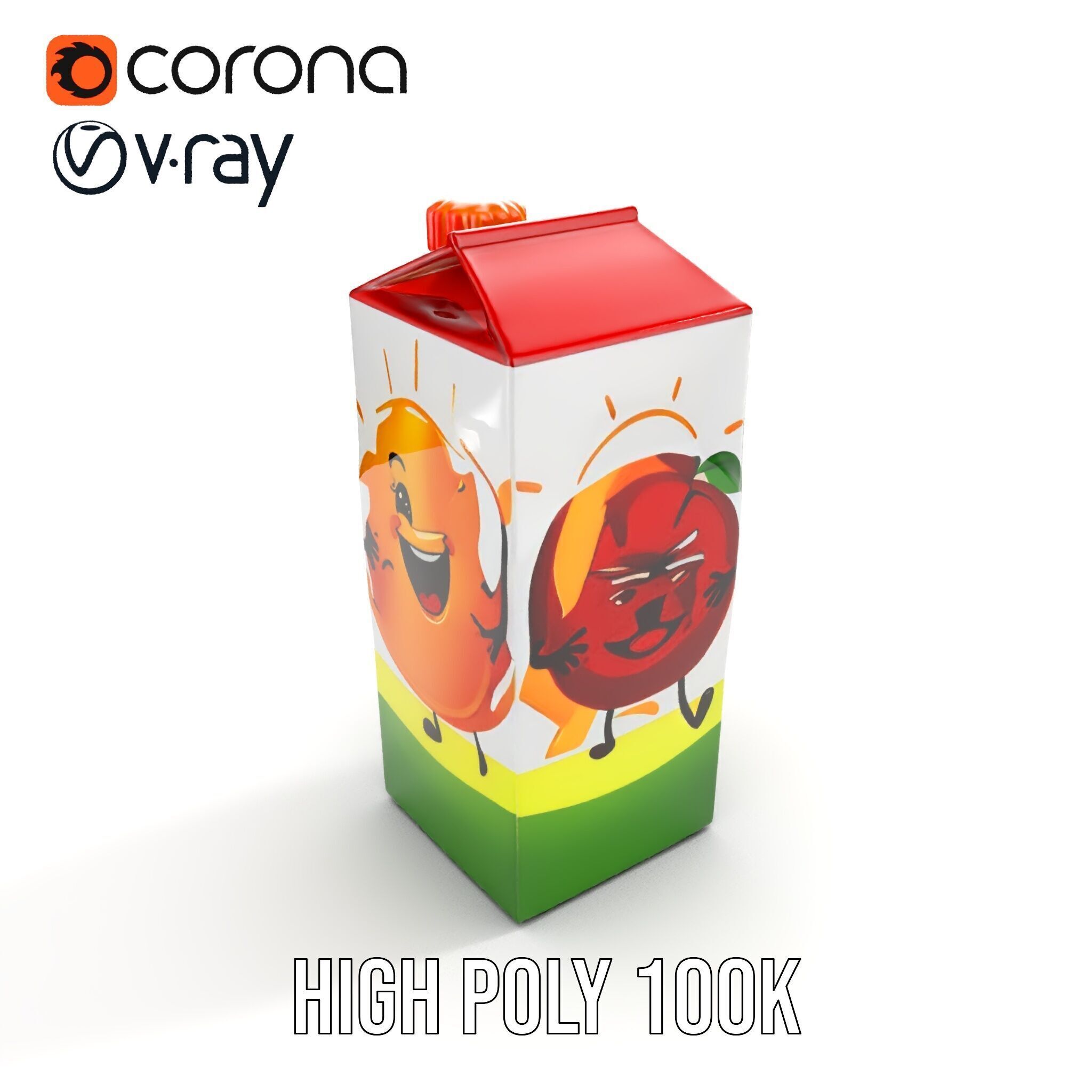 Juice Carton Character Model Pack Low-poly 3D model_20
