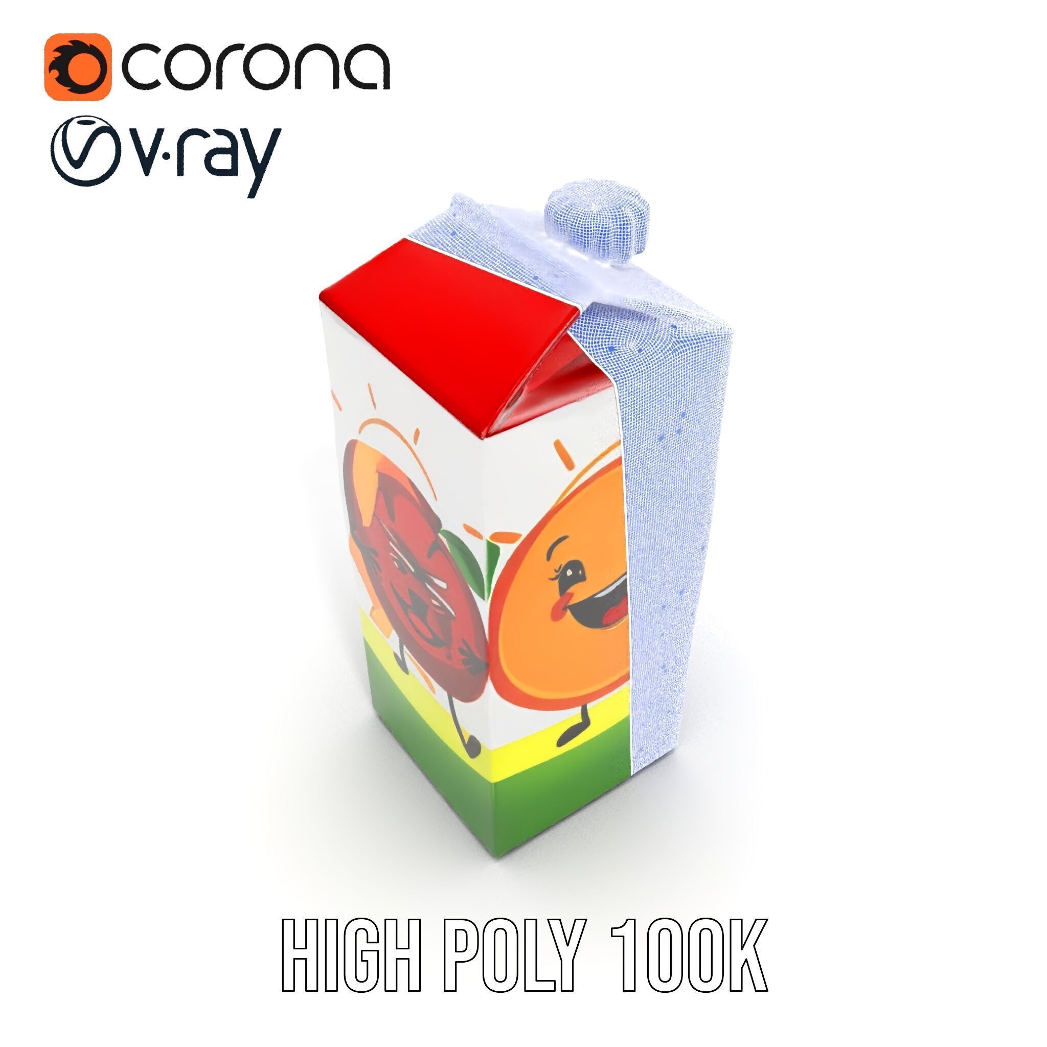 Juice Carton Character Model Pack Low-poly 3D model_31