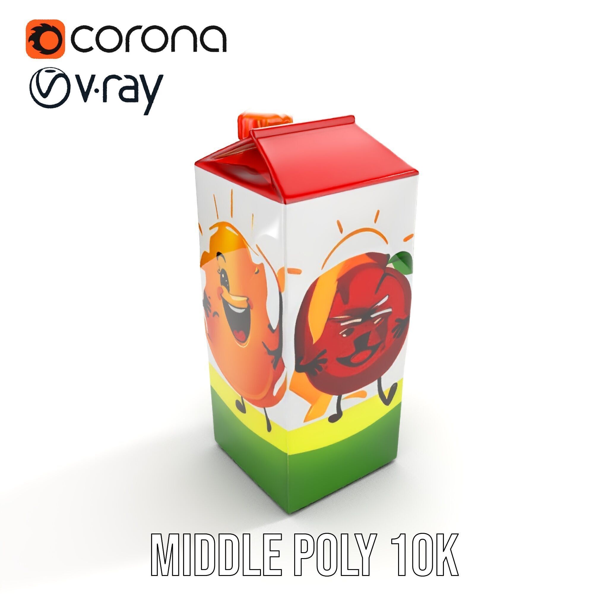 Juice Carton Character Model Pack Low-poly 3D model_13
