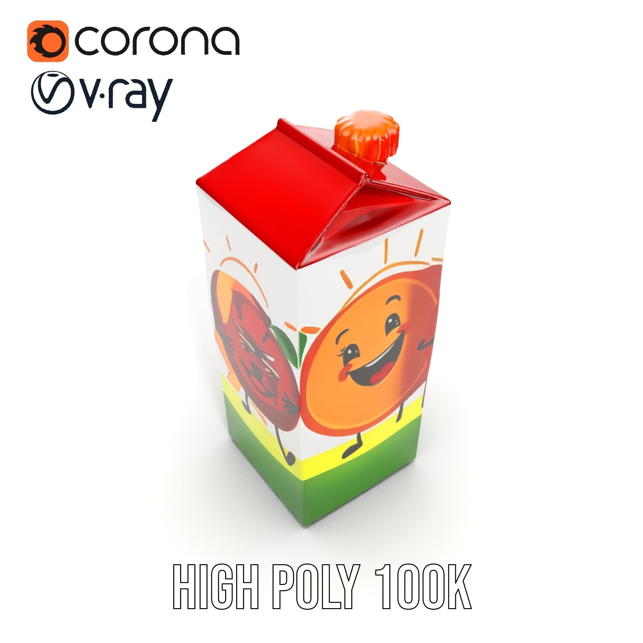 Juice Carton Character Model Pack Low-poly 3D model_25