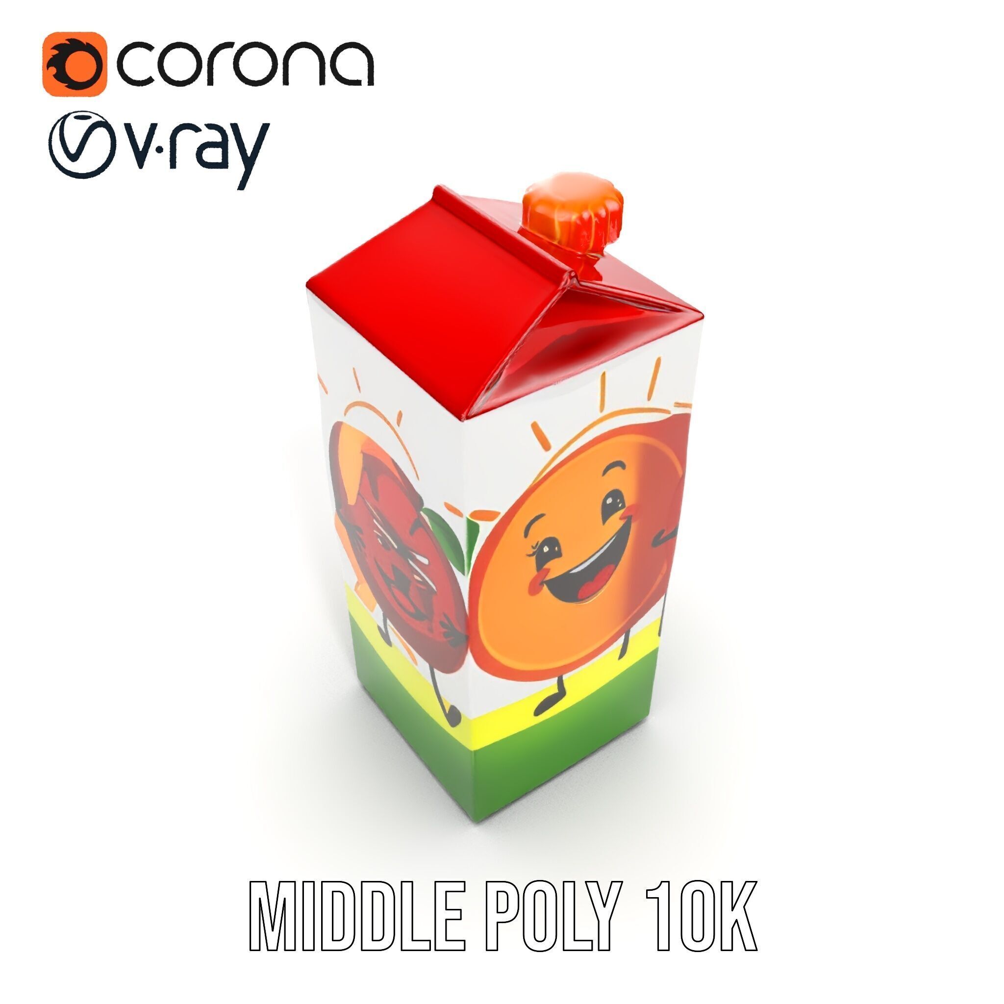 Juice Carton Character Model Pack Low-poly 3D model_10