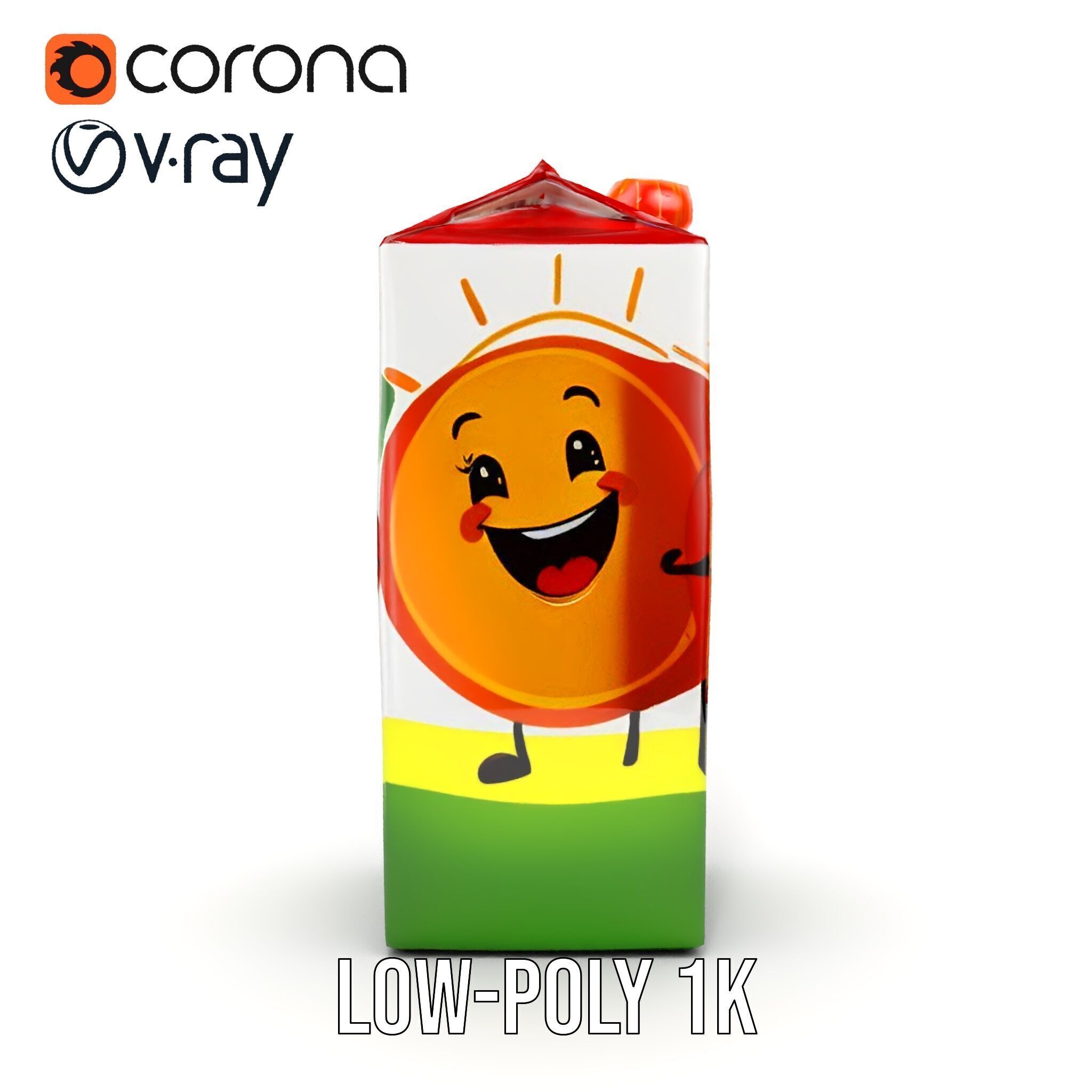 Juice Carton Character Model Pack Low-poly 3D model_17