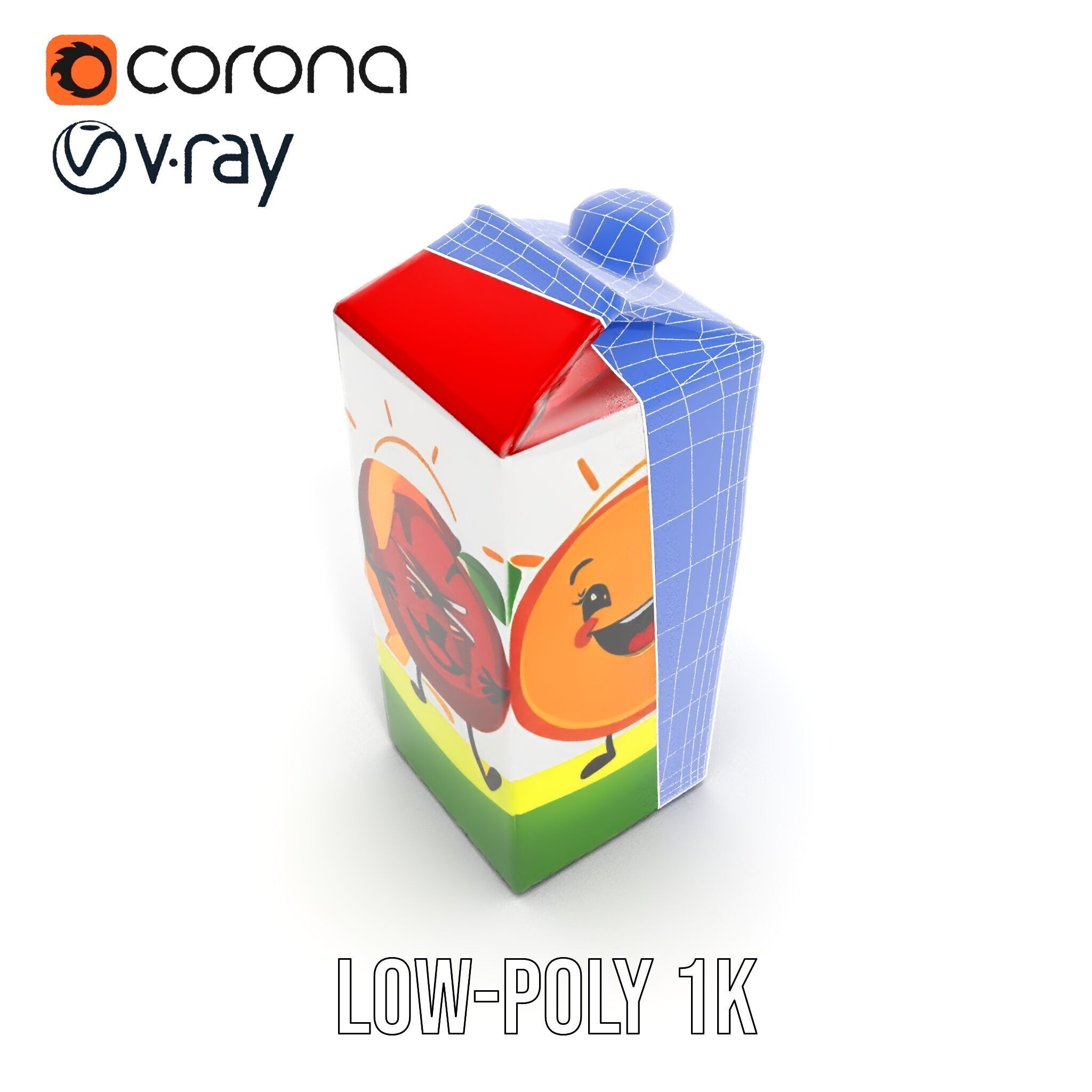 Juice Carton Character Model Pack Low-poly 3D model_30
