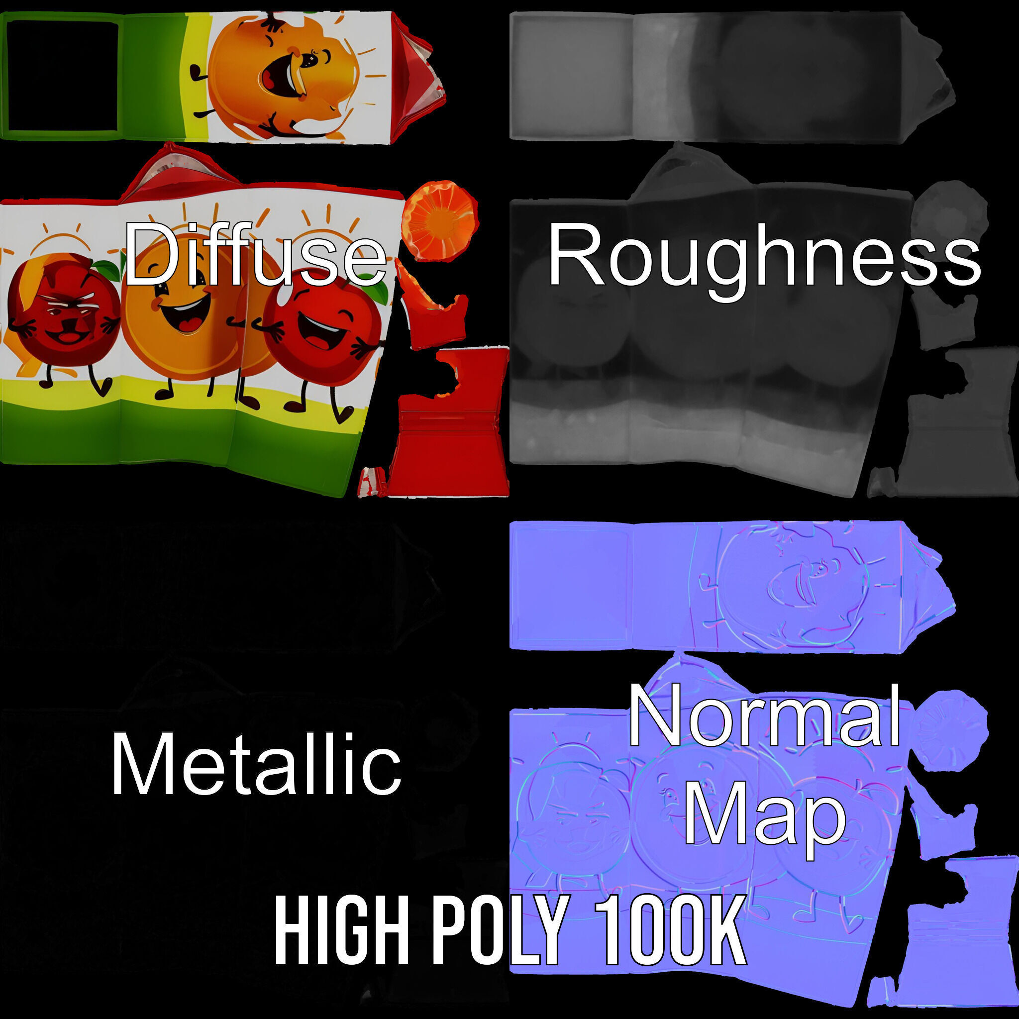 Juice Carton Character Model Pack Low-poly 3D model_4