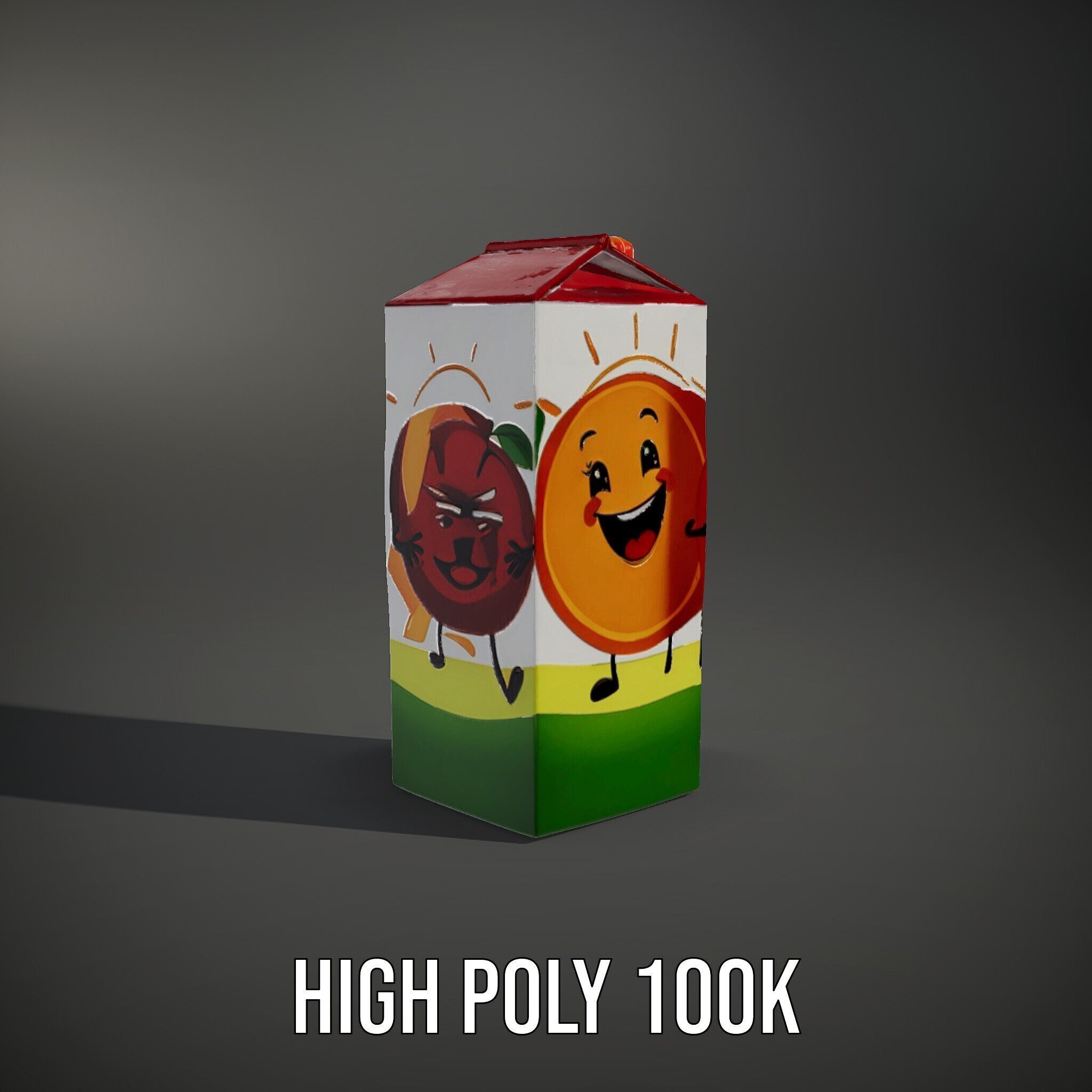 Juice Carton Character Model Pack Low-poly 3D model_12