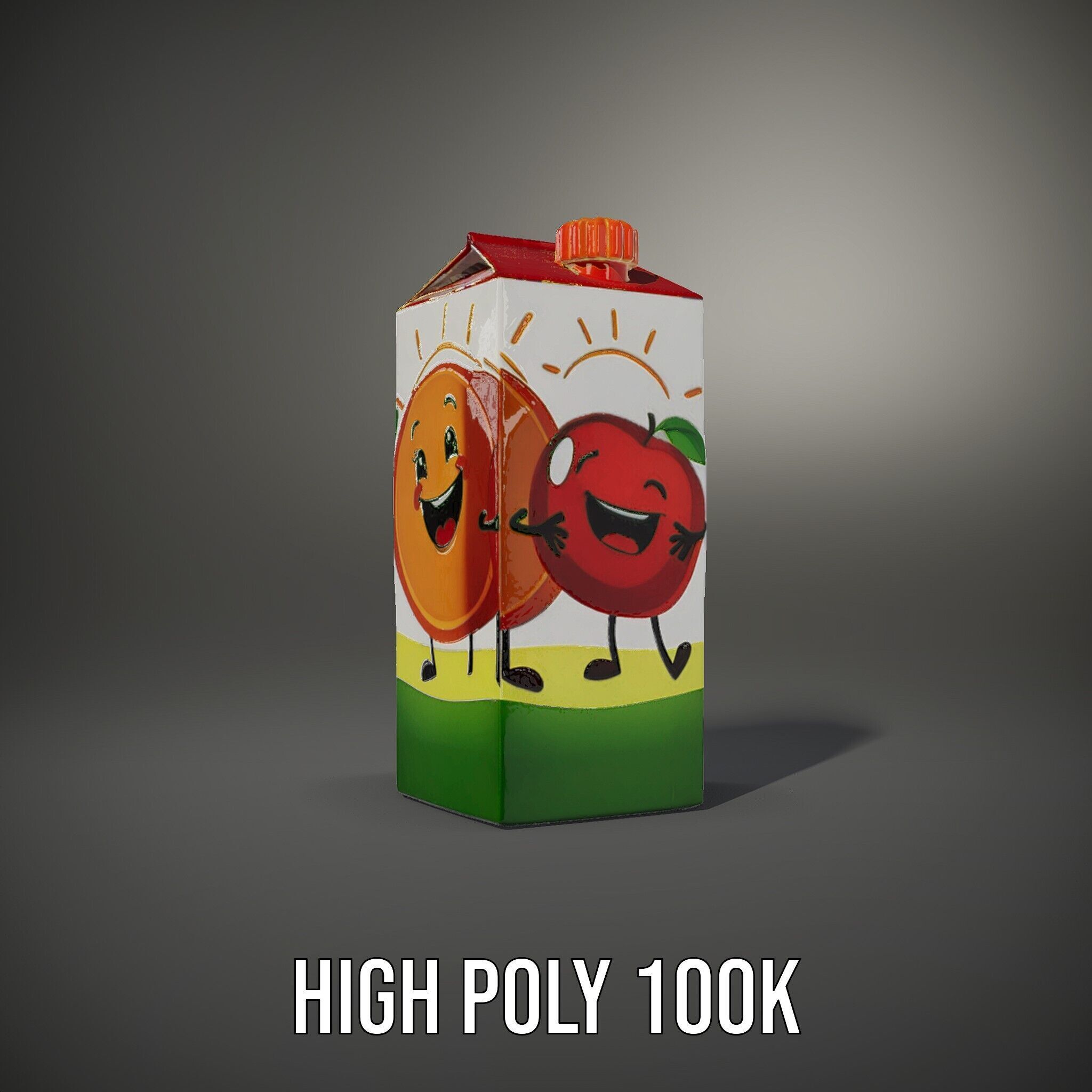 Juice Carton Character Model Pack Low-poly 3D model_9
