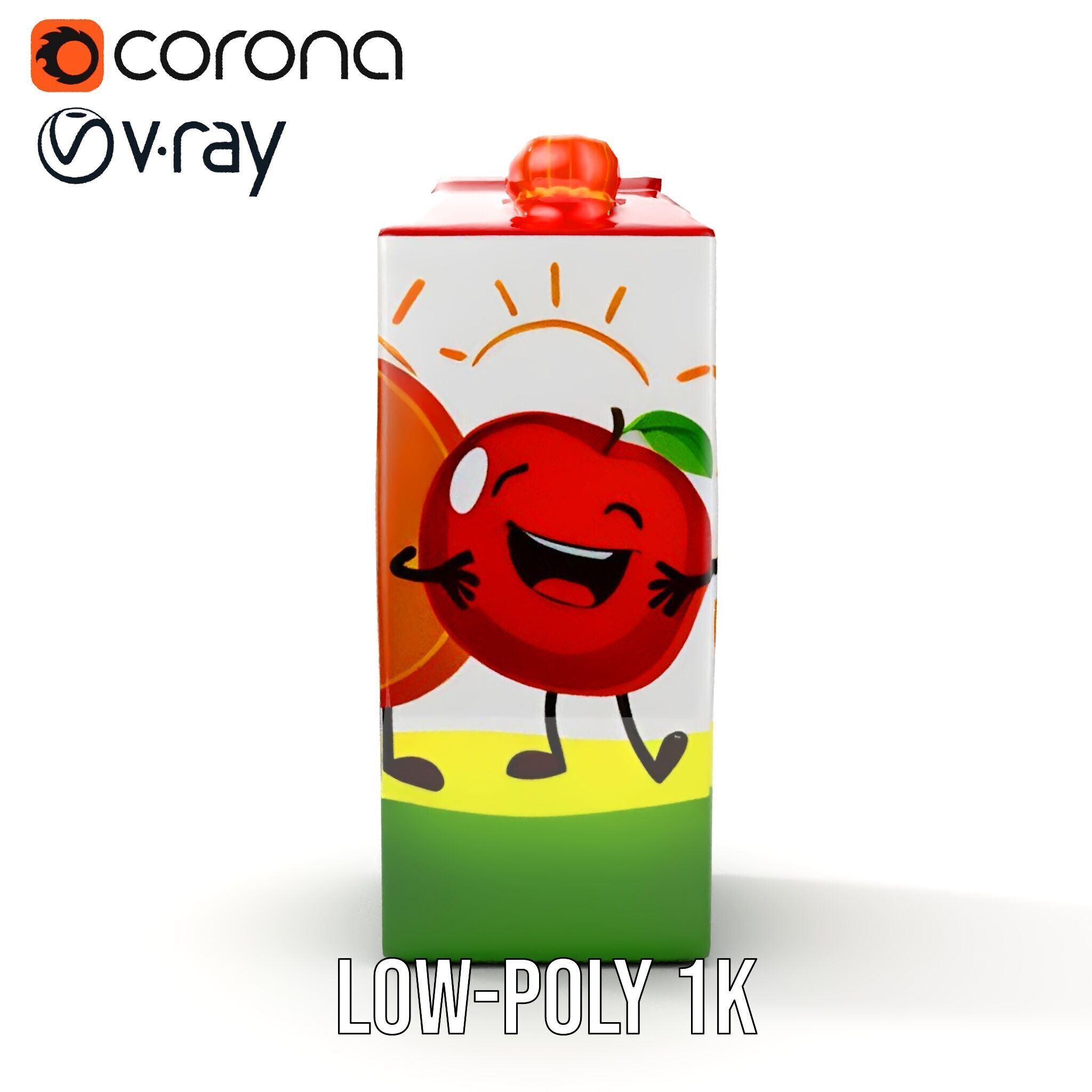 Juice Carton Character Model Pack Low-poly 3D model_22