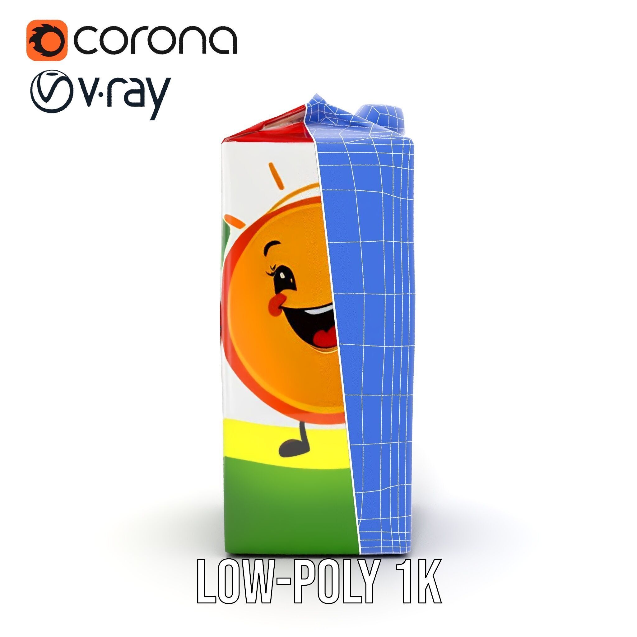 Juice Carton Character Model Pack Low-poly 3D model_33