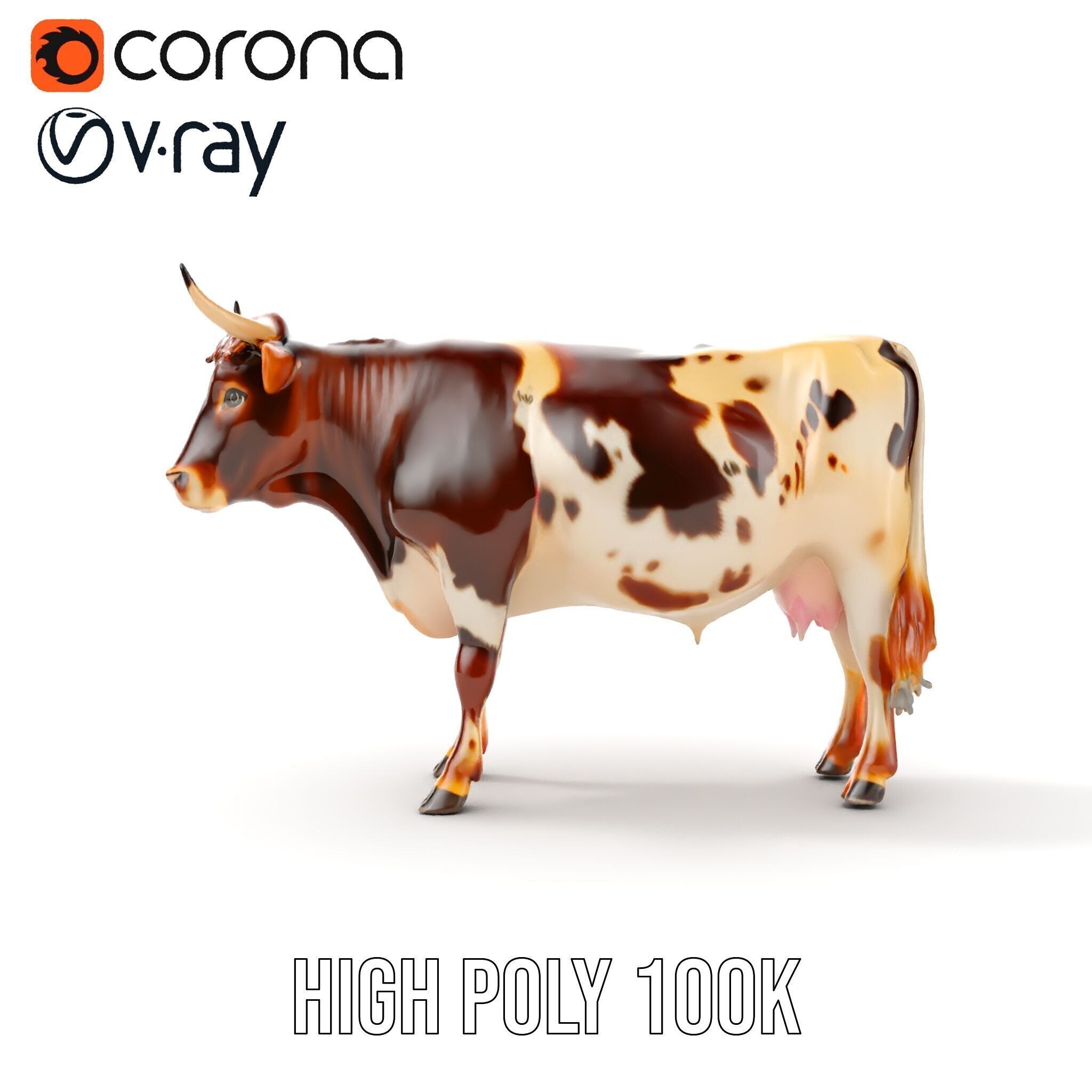 Realistic Farm Animal Cow Model Pack Low-poly 3D model_28