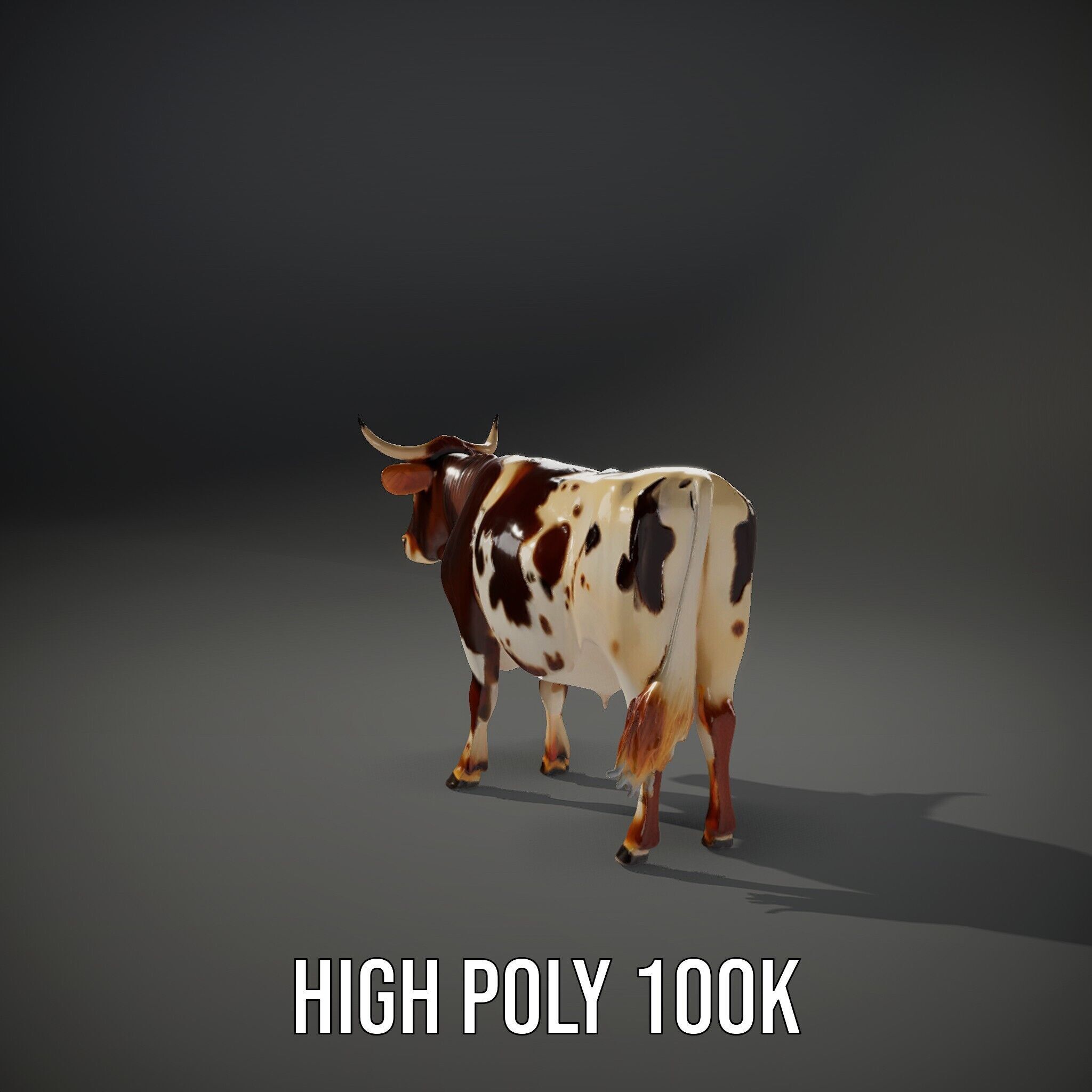 Realistic Farm Animal Cow Model Pack Low-poly 3D model_9