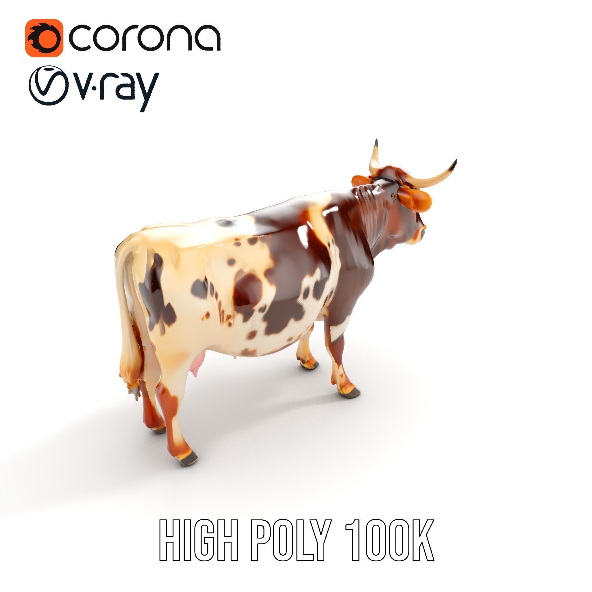 Realistic Farm Animal Cow Model Pack Low-poly 3D model_8