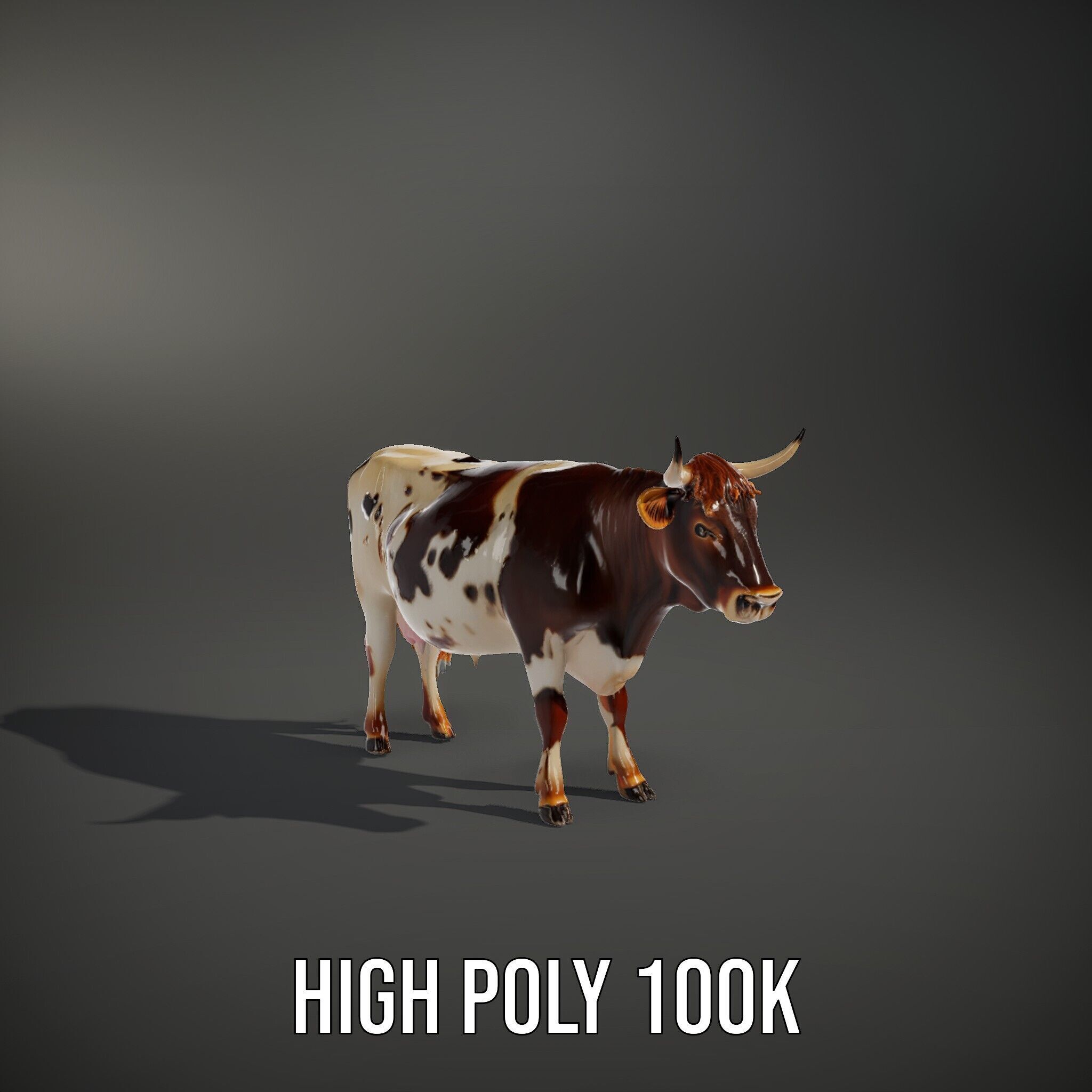 Realistic Farm Animal Cow Model Pack Low-poly 3D model_15