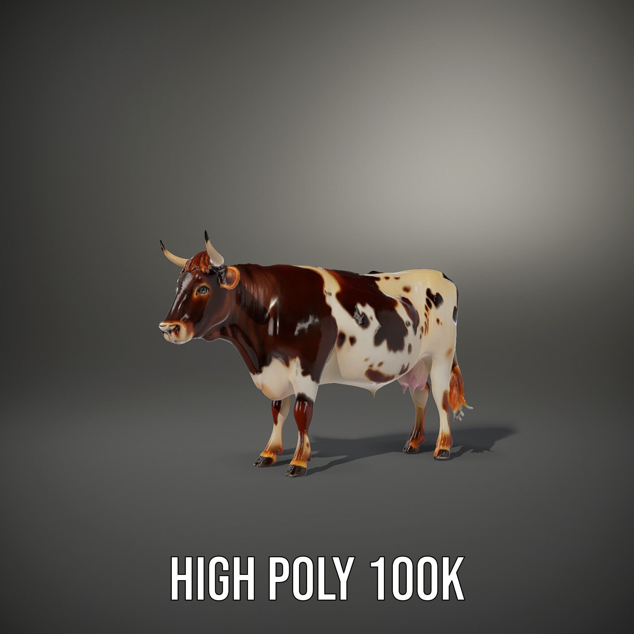Realistic Farm Animal Cow Model Pack Low-poly 3D model_12