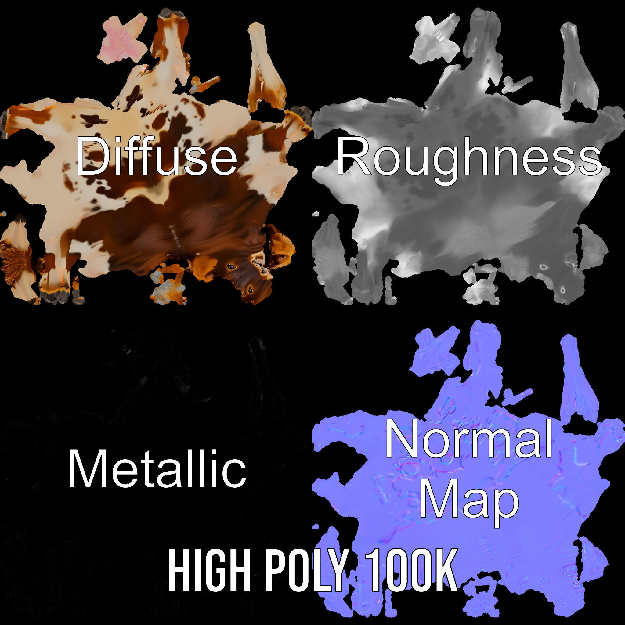 Realistic Farm Animal Cow Model Pack Low-poly 3D model_4