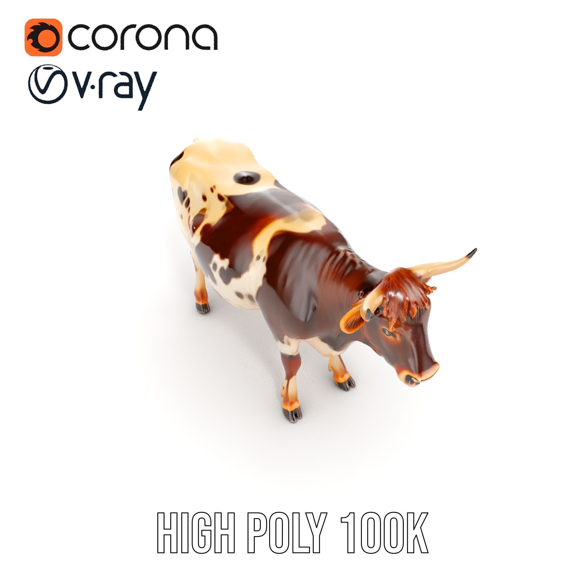 Realistic Farm Animal Cow Model Pack Low-poly 3D model_14
