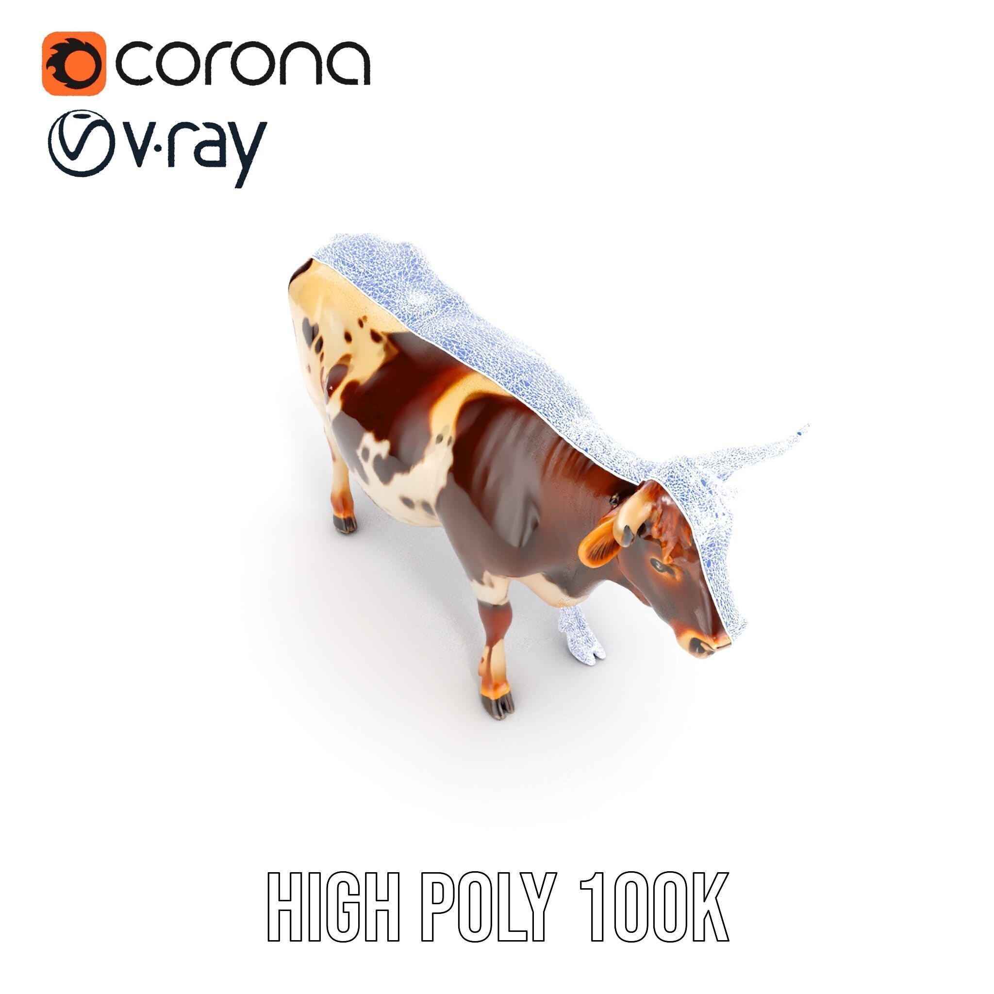 Realistic Farm Animal Cow Model Pack Low-poly 3D model_37