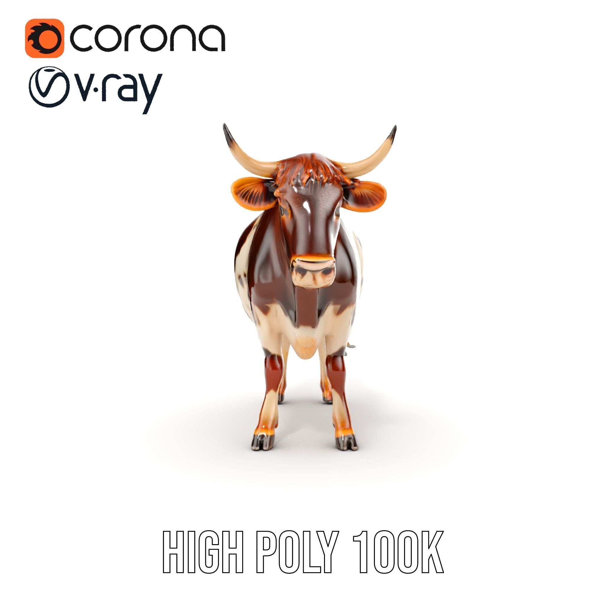 Realistic Farm Animal Cow Model Pack Low-poly 3D model_31