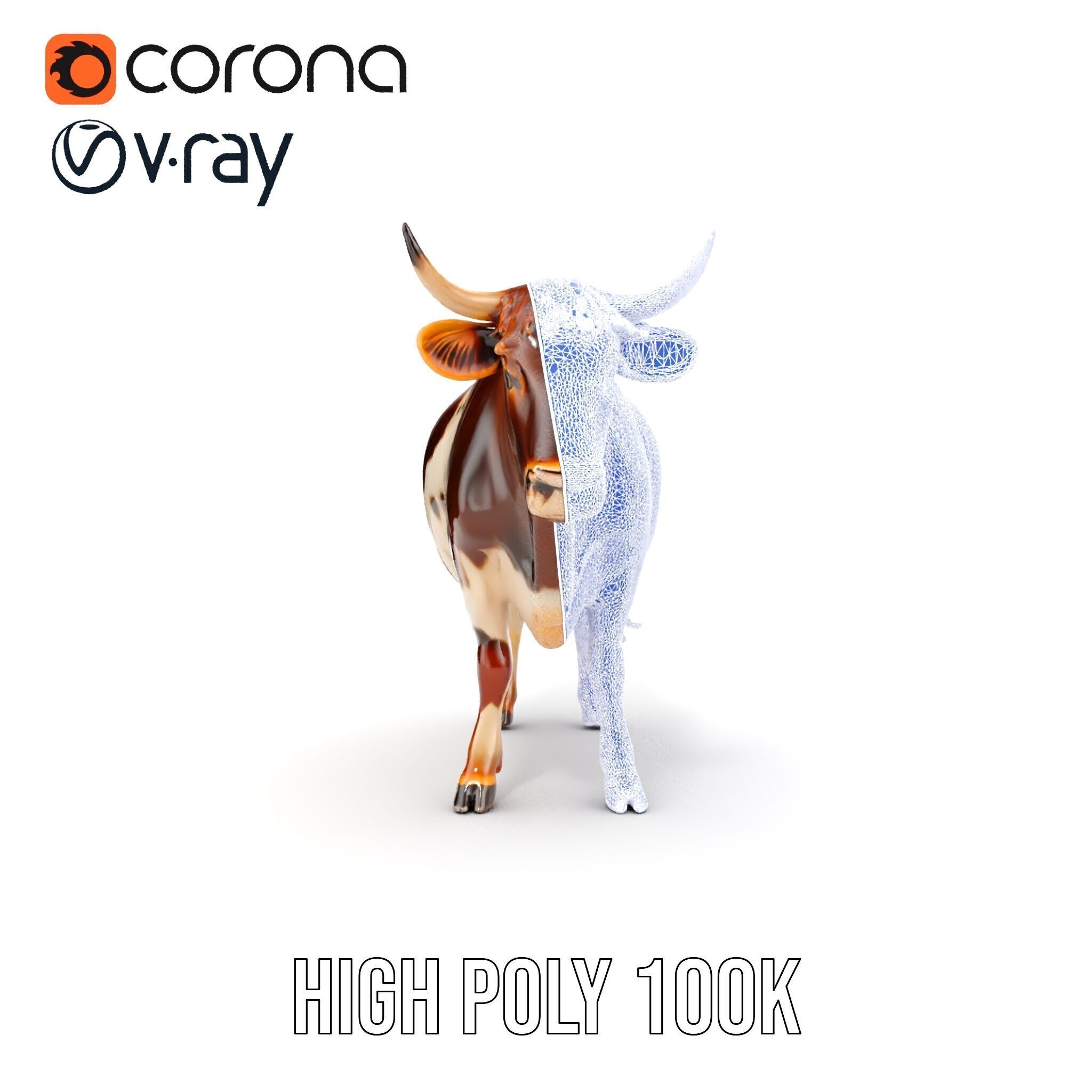 Realistic Farm Animal Cow Model Pack Low-poly 3D model_32