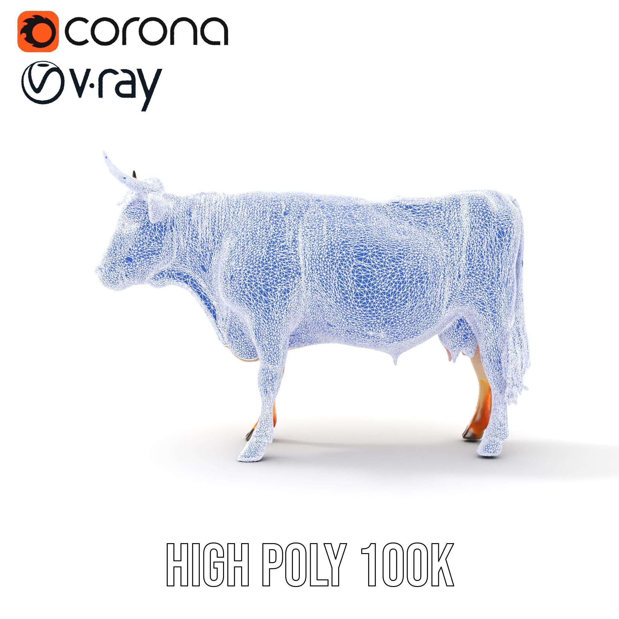 Realistic Farm Animal Cow Model Pack Low-poly 3D model_27